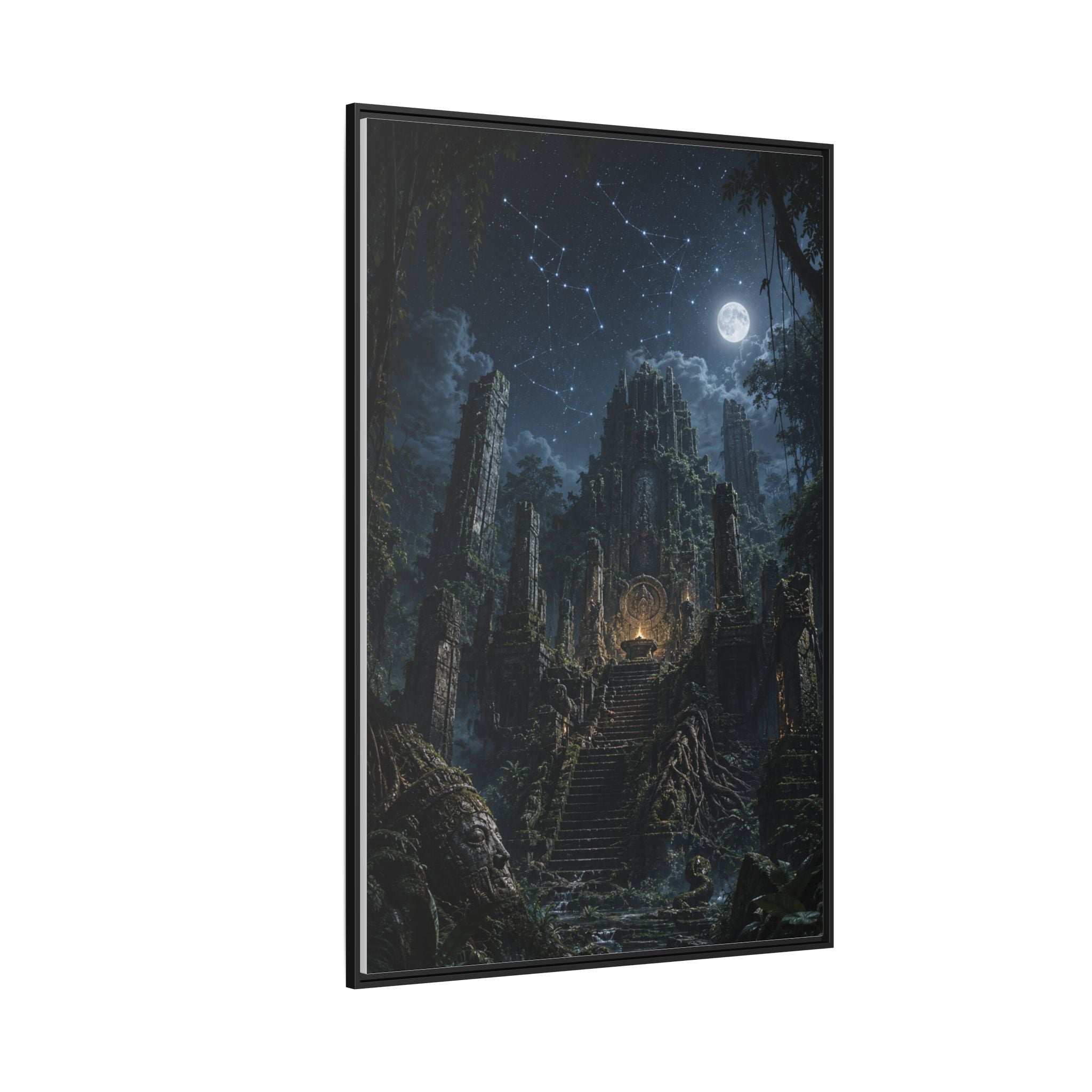 Framed Matte Canvas - Moonlit Ruins Fantasy Wall Art