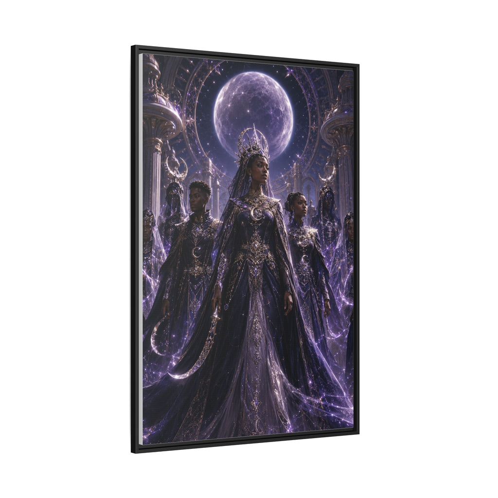 Mystic Moon Queen Framed Matte Canvas Print — Fantasy Royalty Wall Art