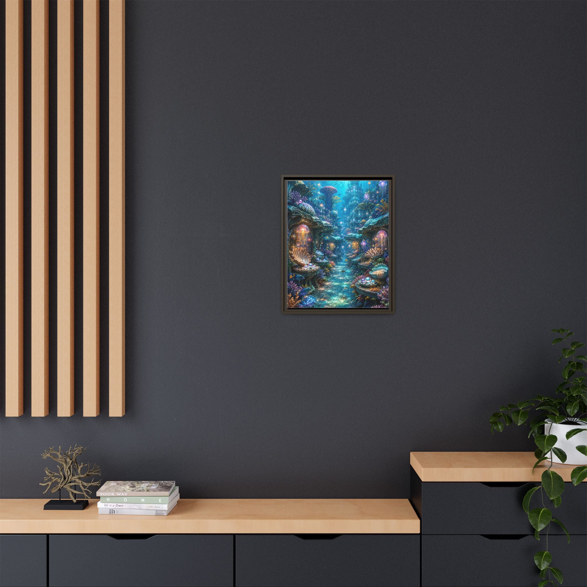 Framed Matte Canvas - Enchanted Underwater Coral Reef Print