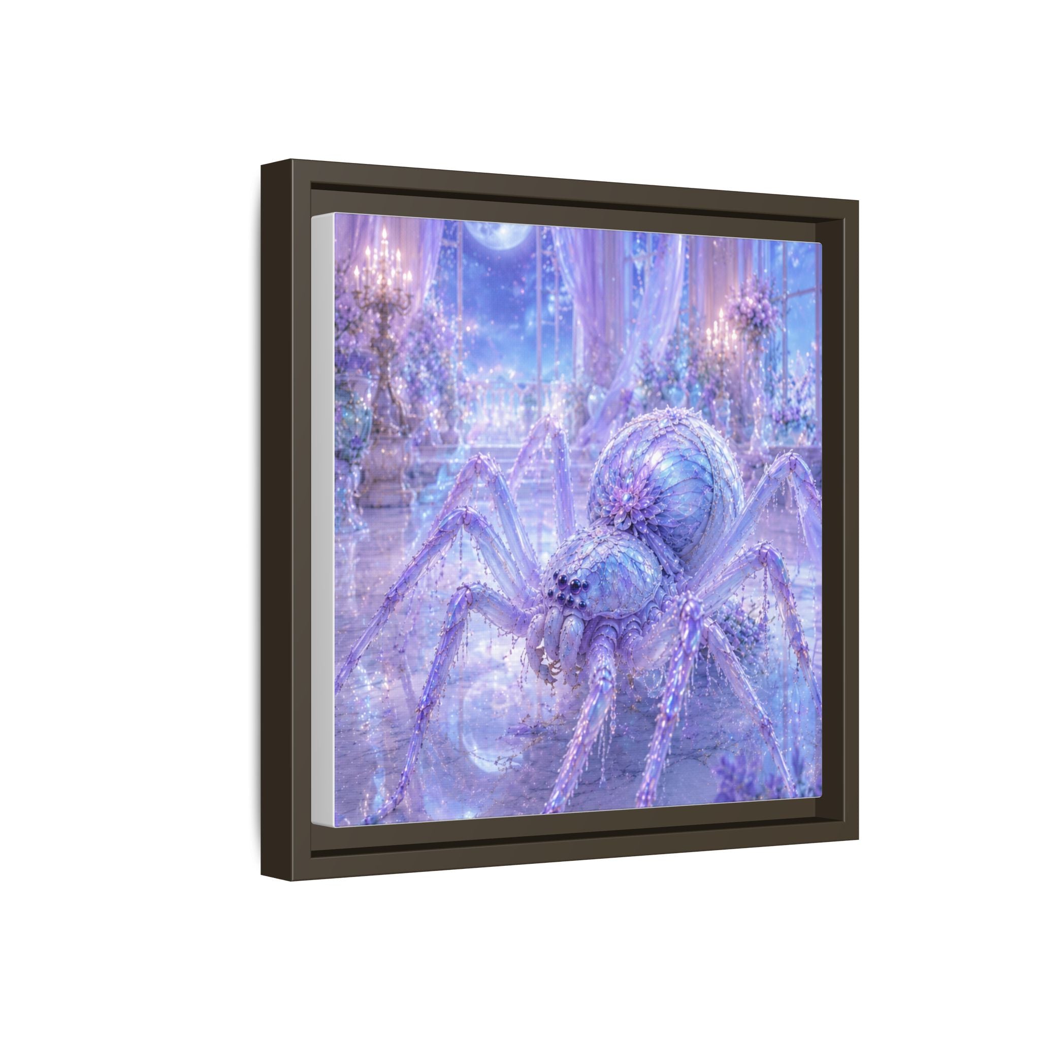 Moonlit Spider Fantasy Canvas Print — Lavender Enchanted Wall Art (Framed)