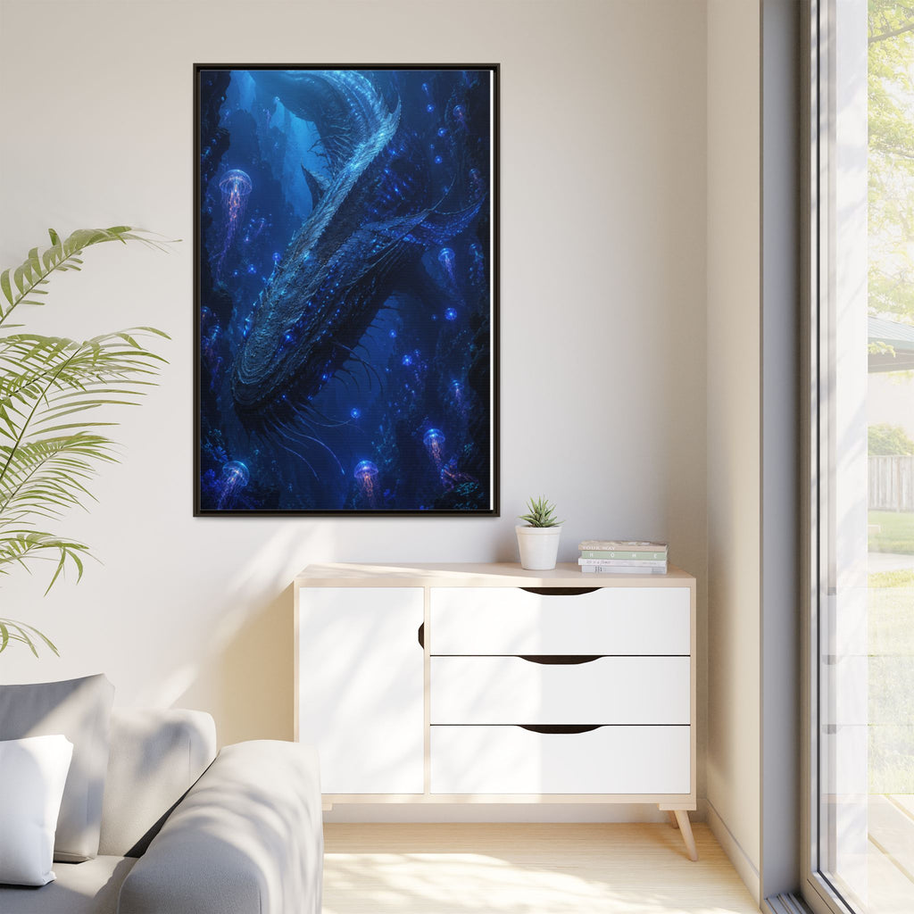 Framed Matte Canvas Art - Deep Sea Leviathan Fantasy Print