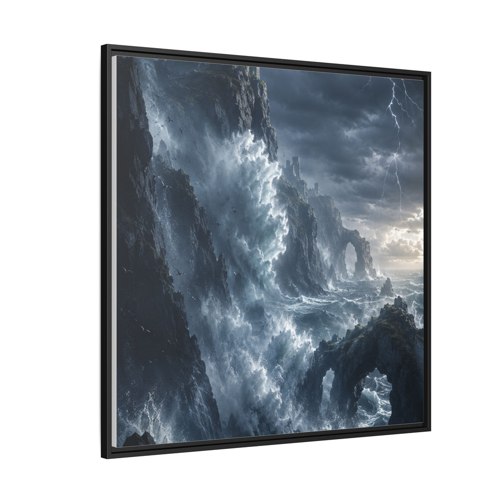 Framed Matte Canvas - Stormy Ocean Fantasy Wall Art