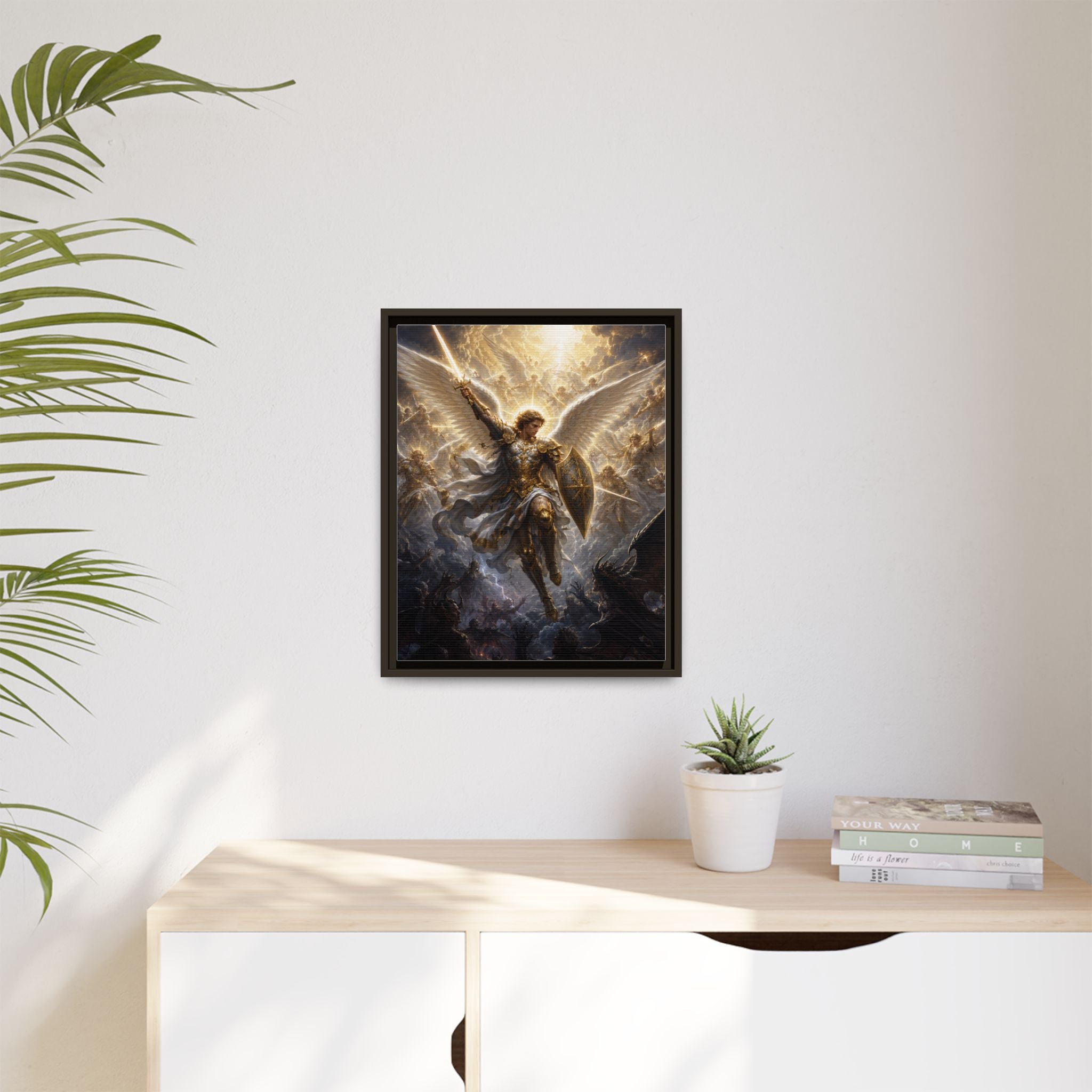 Framed Matte Canvas: Radiant Archangel Wall Art
