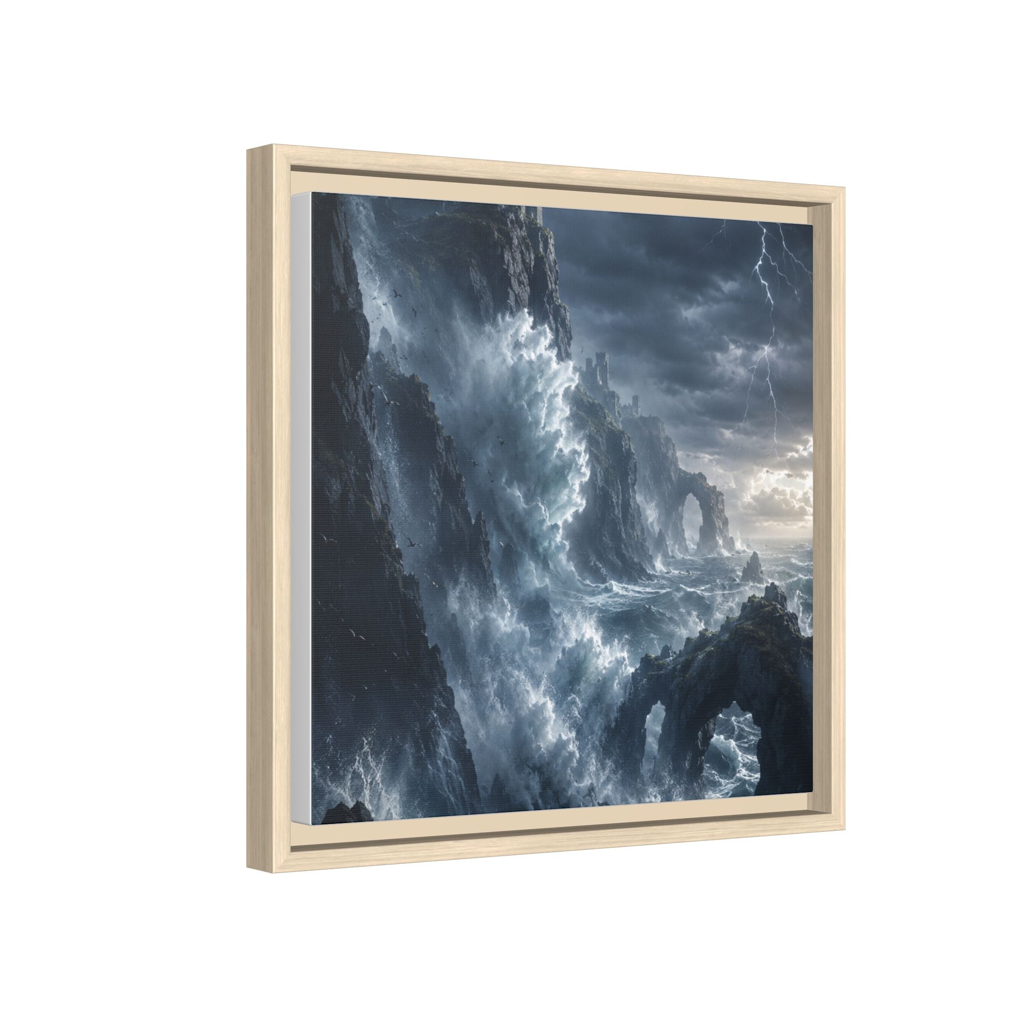 Framed Matte Canvas - Stormy Ocean Fantasy Wall Art
