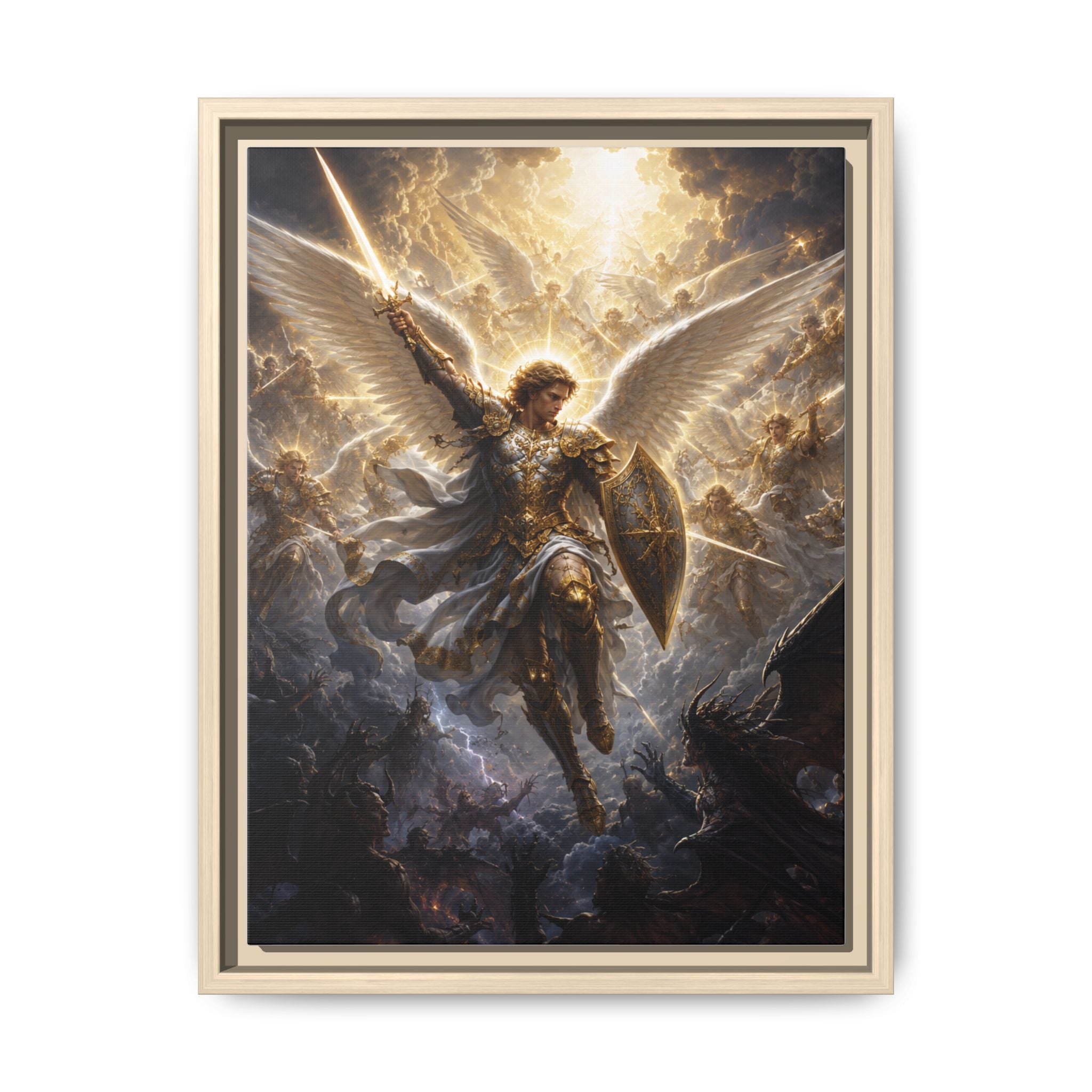 Framed Matte Canvas: Radiant Archangel Wall Art