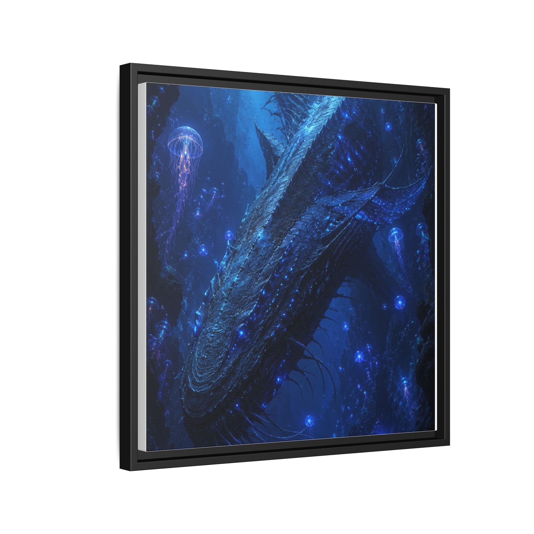Framed Matte Canvas Art - Deep Sea Leviathan Fantasy Print