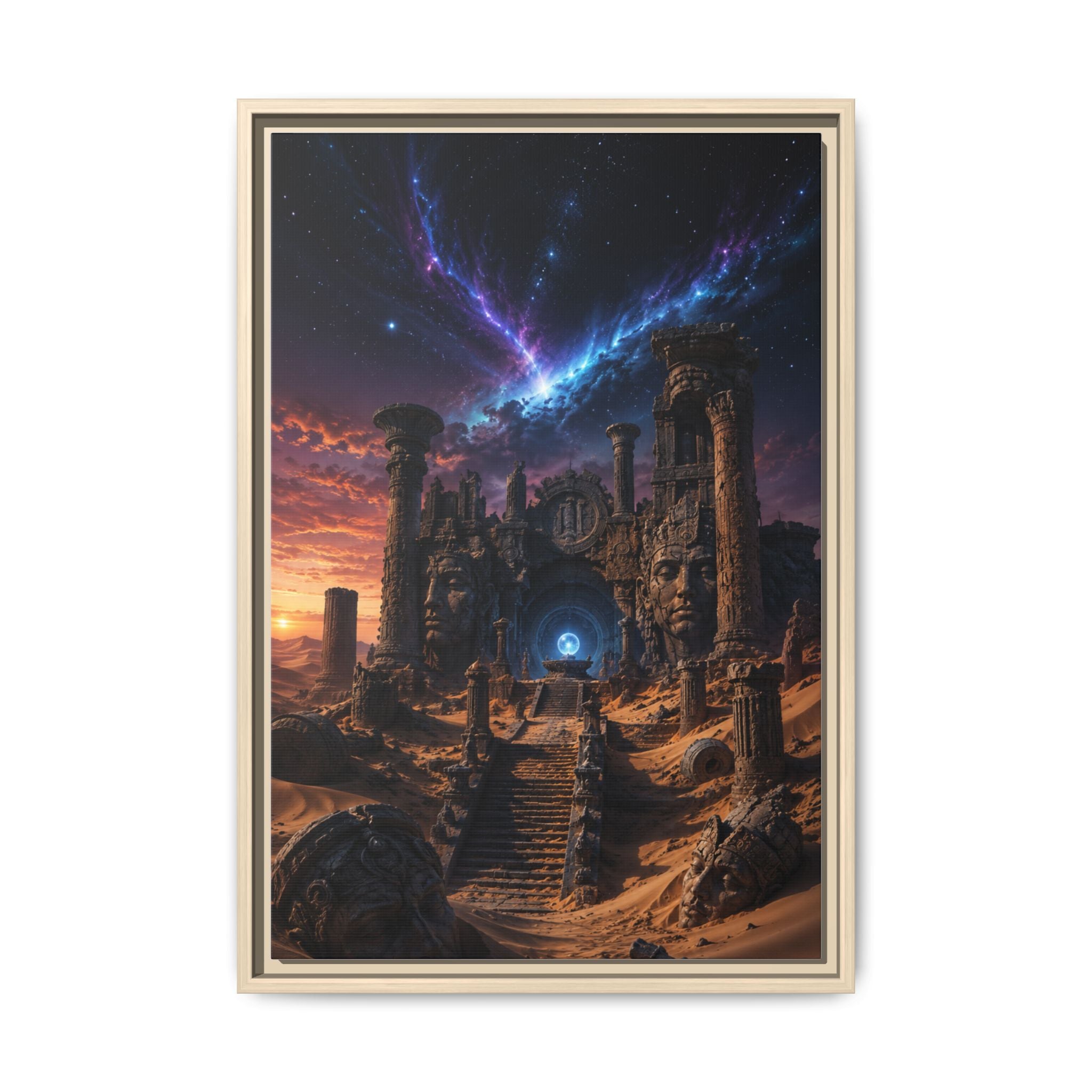 Framed Matte Canvas — Mystical Desert Ruins Nightscape
