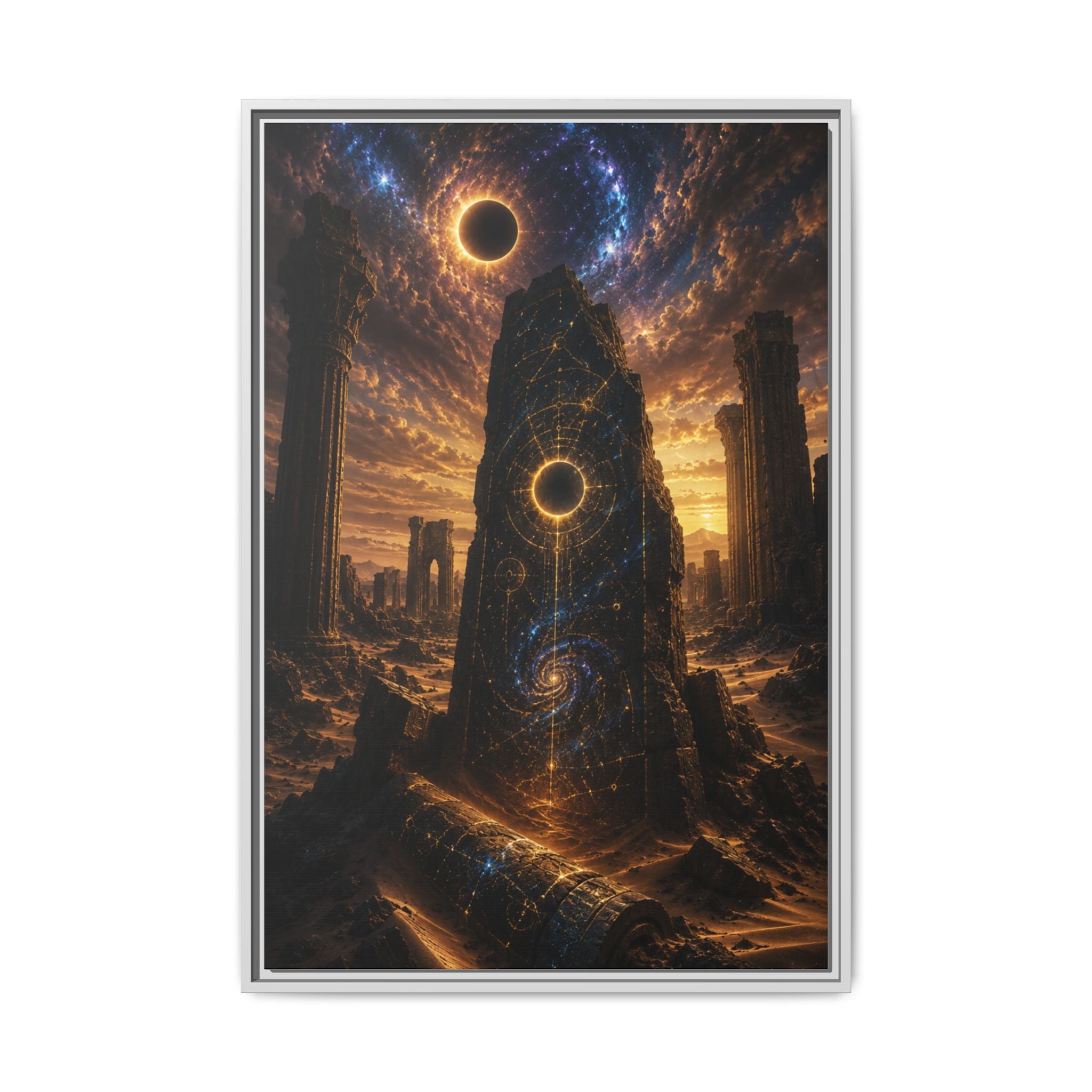 Framed Matte Canvas - Cosmic Obelisk Fantasy Wall Art