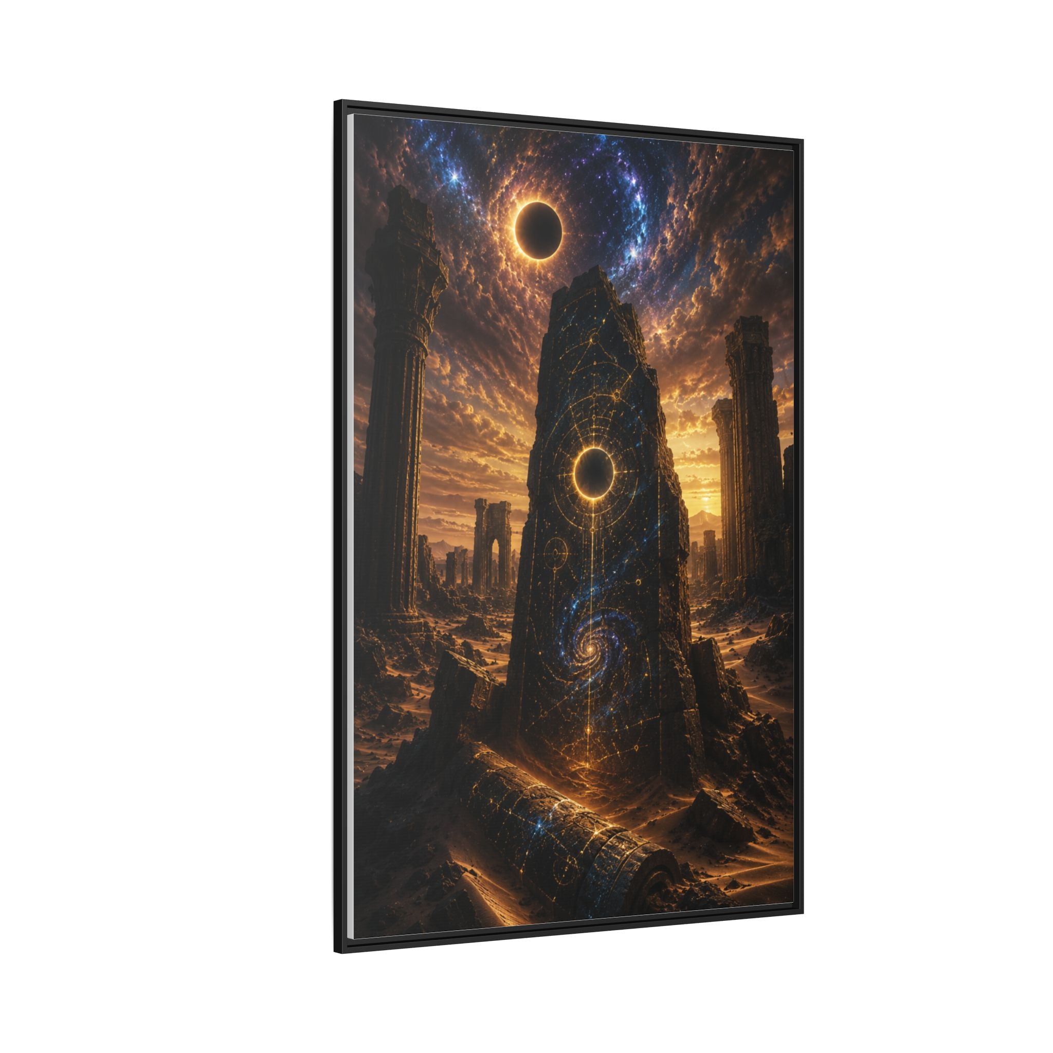 Framed Matte Canvas - Cosmic Obelisk Fantasy Wall Art