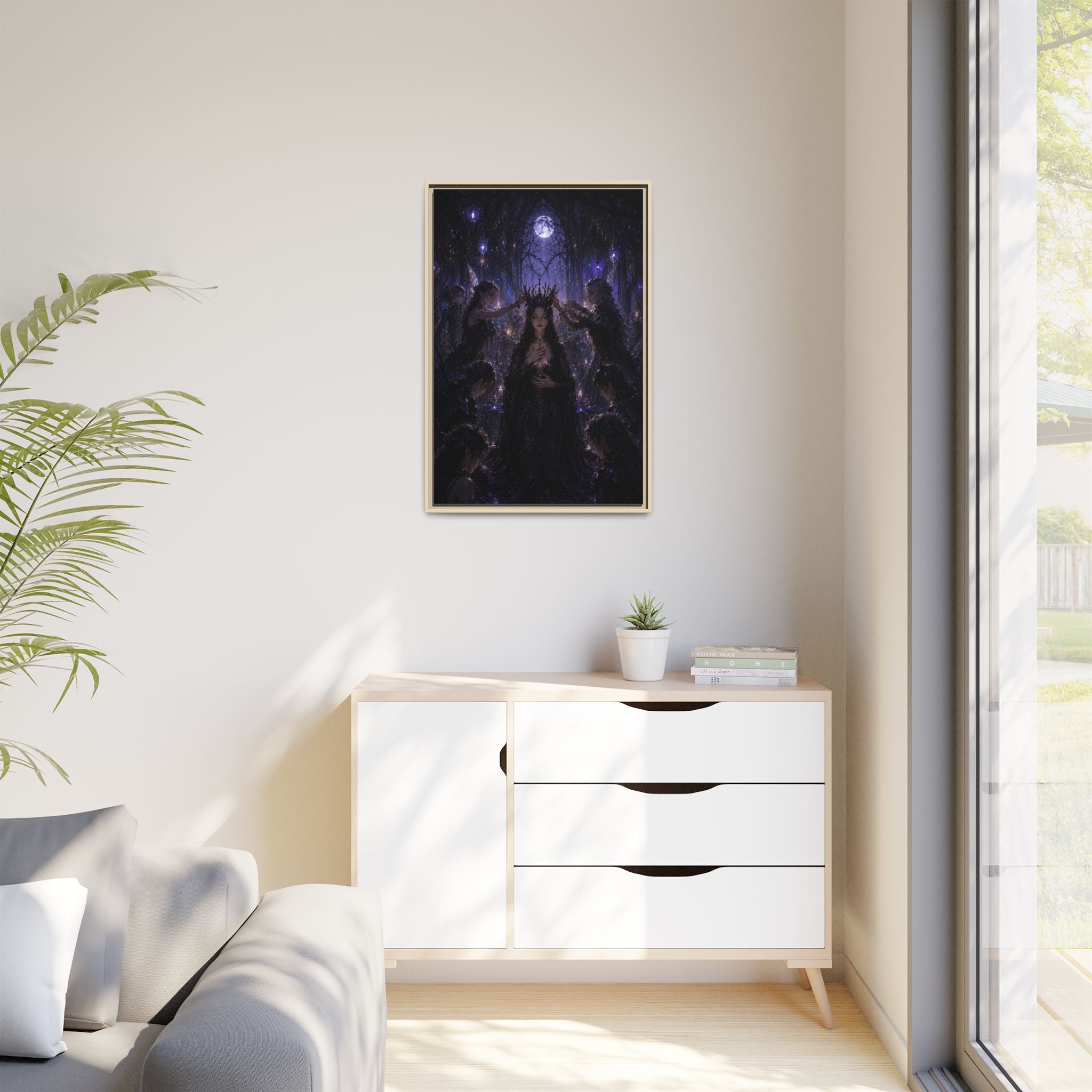 Gothic Moon Queen Framed Canvas Print
