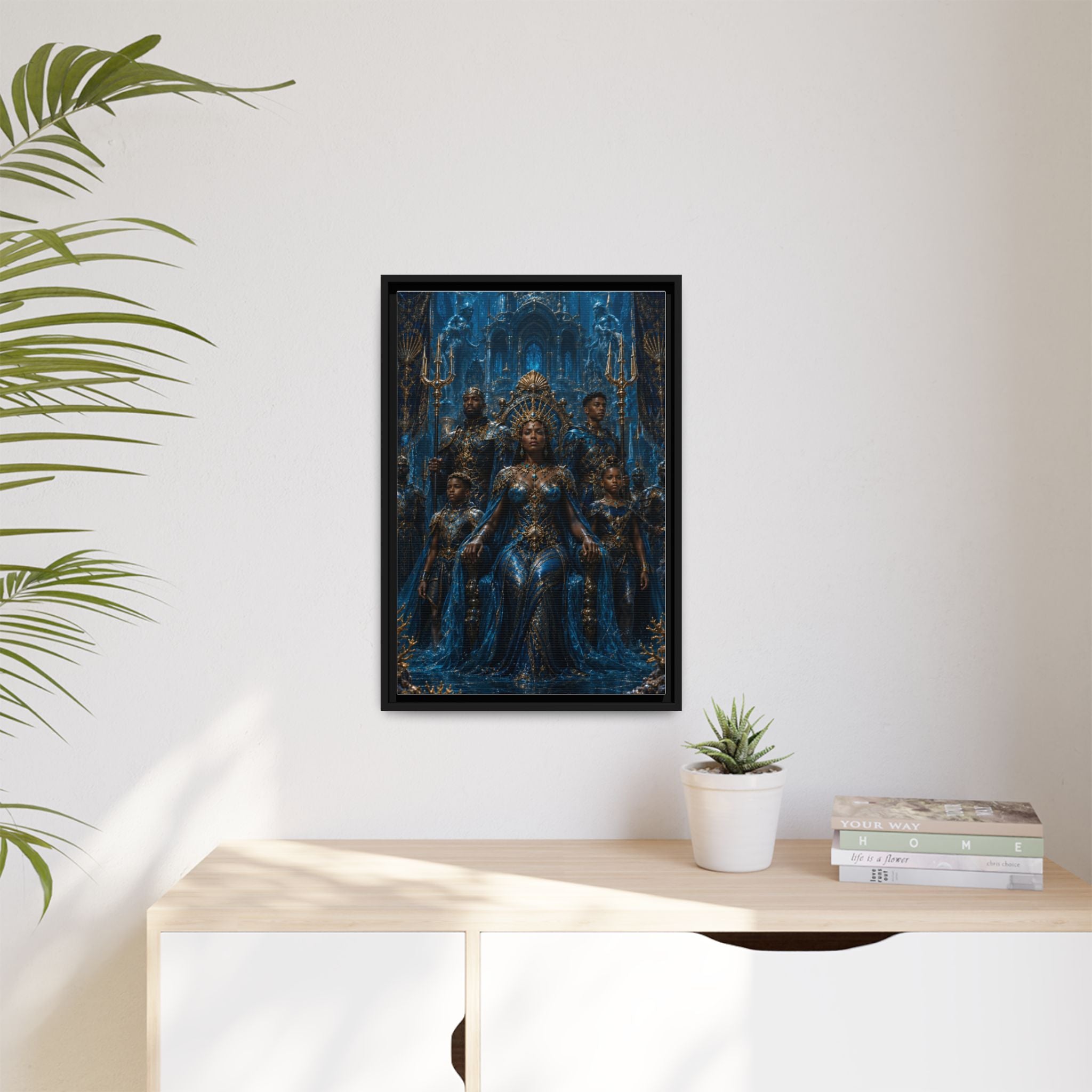 Underwater Queen Matte Framed Canvas — Oceanic Fantasy Wall Art
