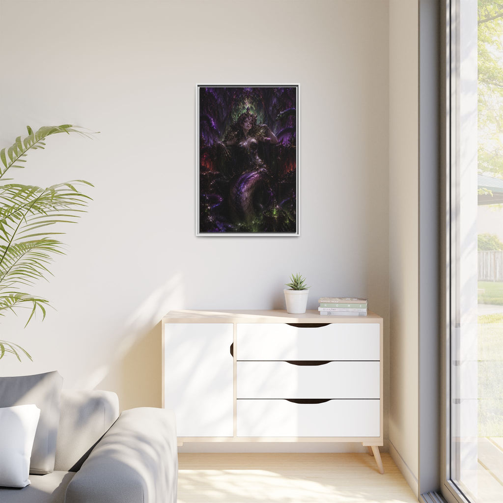 Dark Fantasy Goddess Matte Canvas Print — Framed Multi‑Color Wall Art