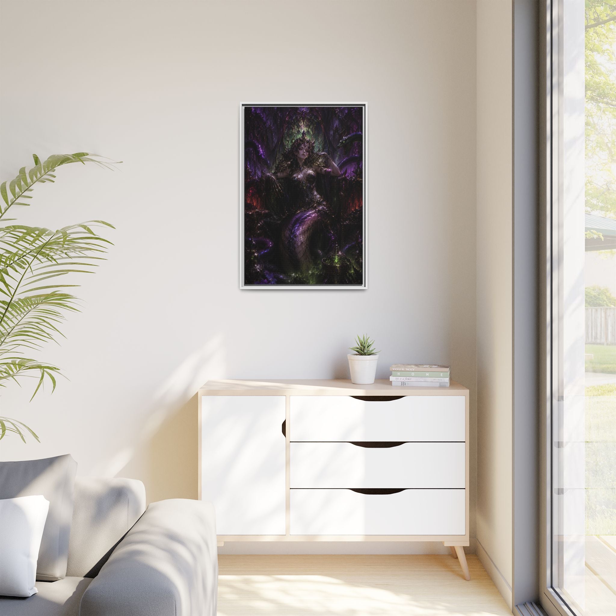Dark Fantasy Goddess Matte Canvas Print — Framed Multi‑Color Wall Art