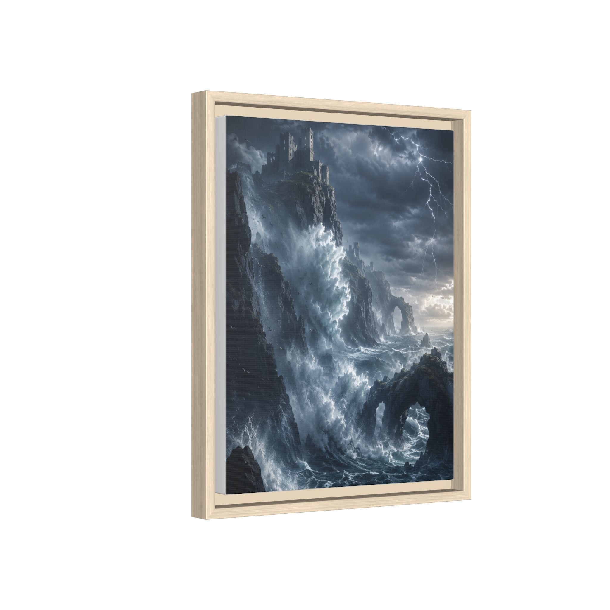 Framed Matte Canvas - Stormy Ocean Fantasy Wall Art