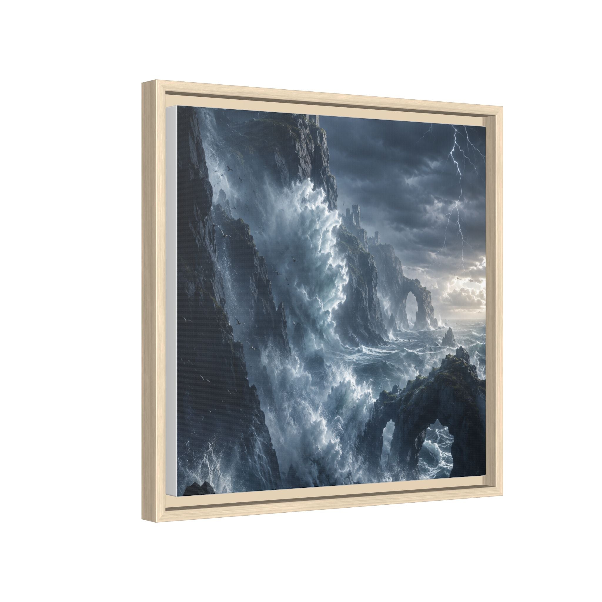Framed Matte Canvas - Stormy Ocean Fantasy Wall Art