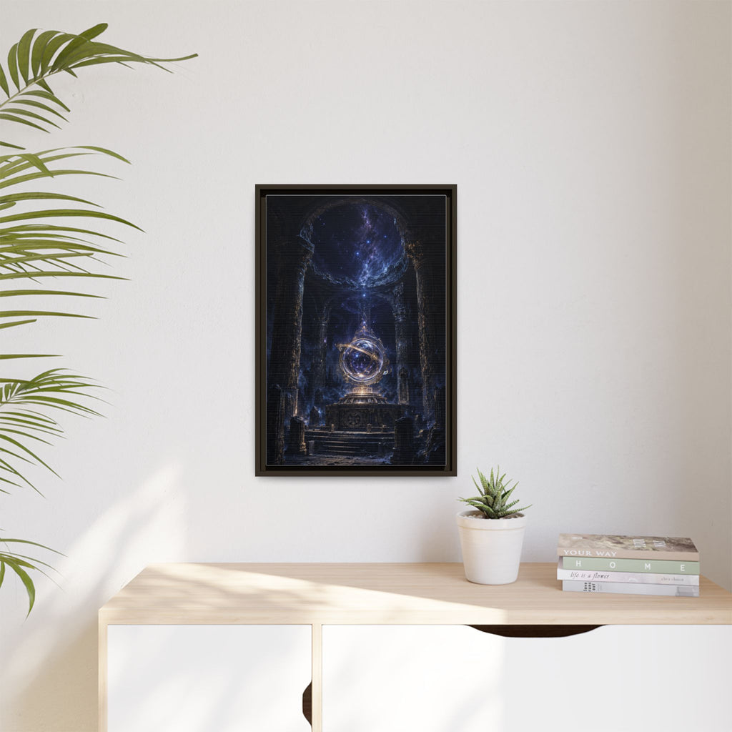 Framed Cosmic Temple Matte Canvas Art — Mystic Astral Orb Wall Decor