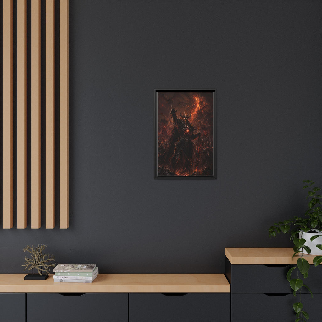 Framed Matte Canvas: Infernal Dark Lord Fantasy Wall Art