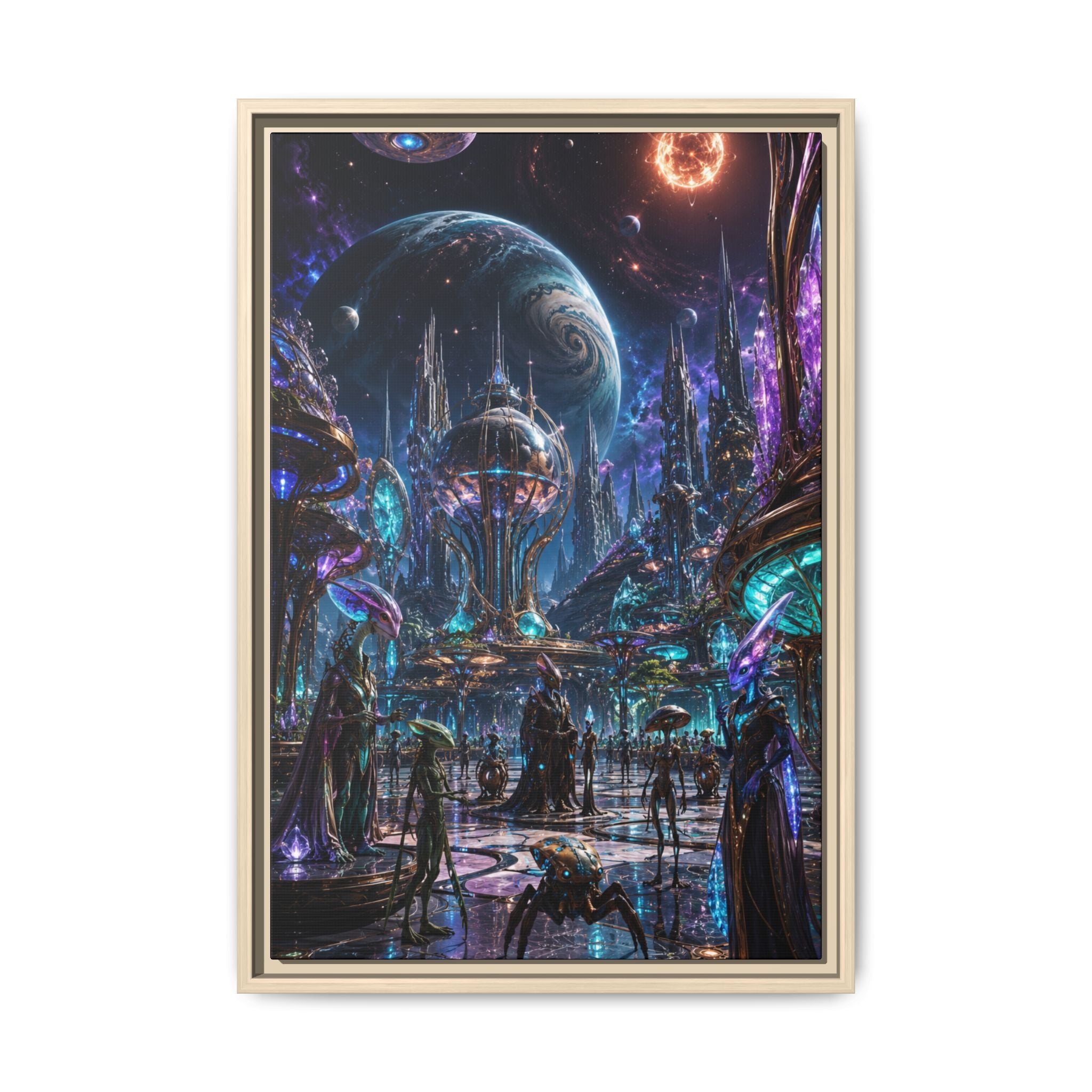 Fine Art Paper Print - Neon Sci‑Fi Cityscape Wall Art