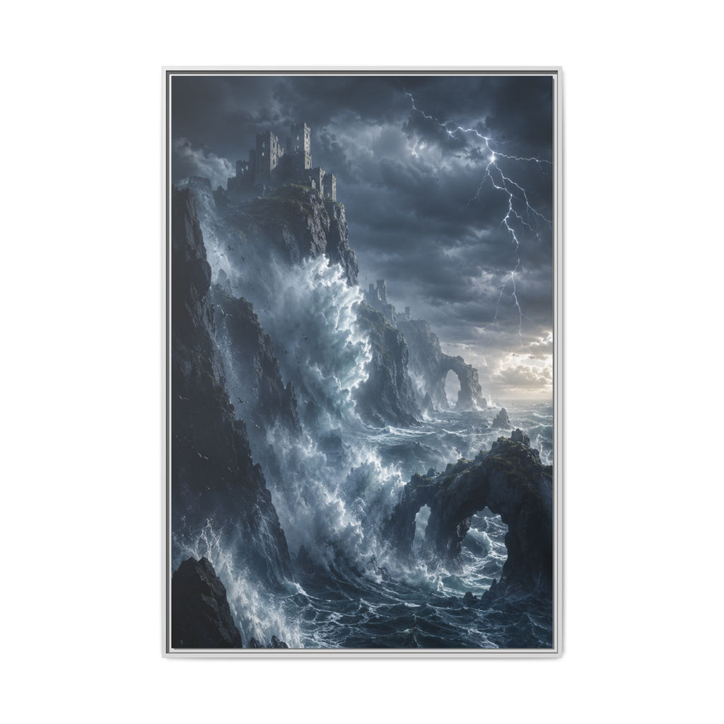 Framed Matte Canvas - Stormy Ocean Fantasy Wall Art
