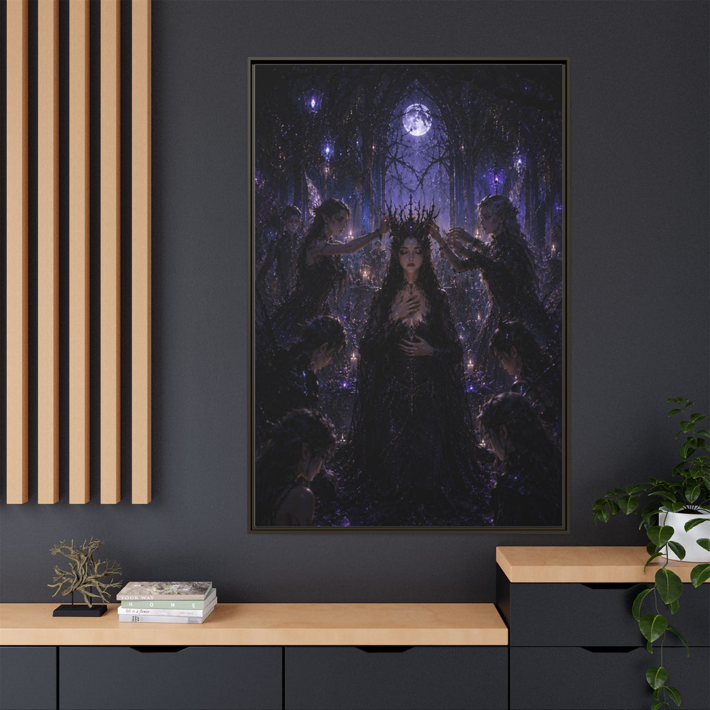 Gothic Moon Queen Framed Canvas Print