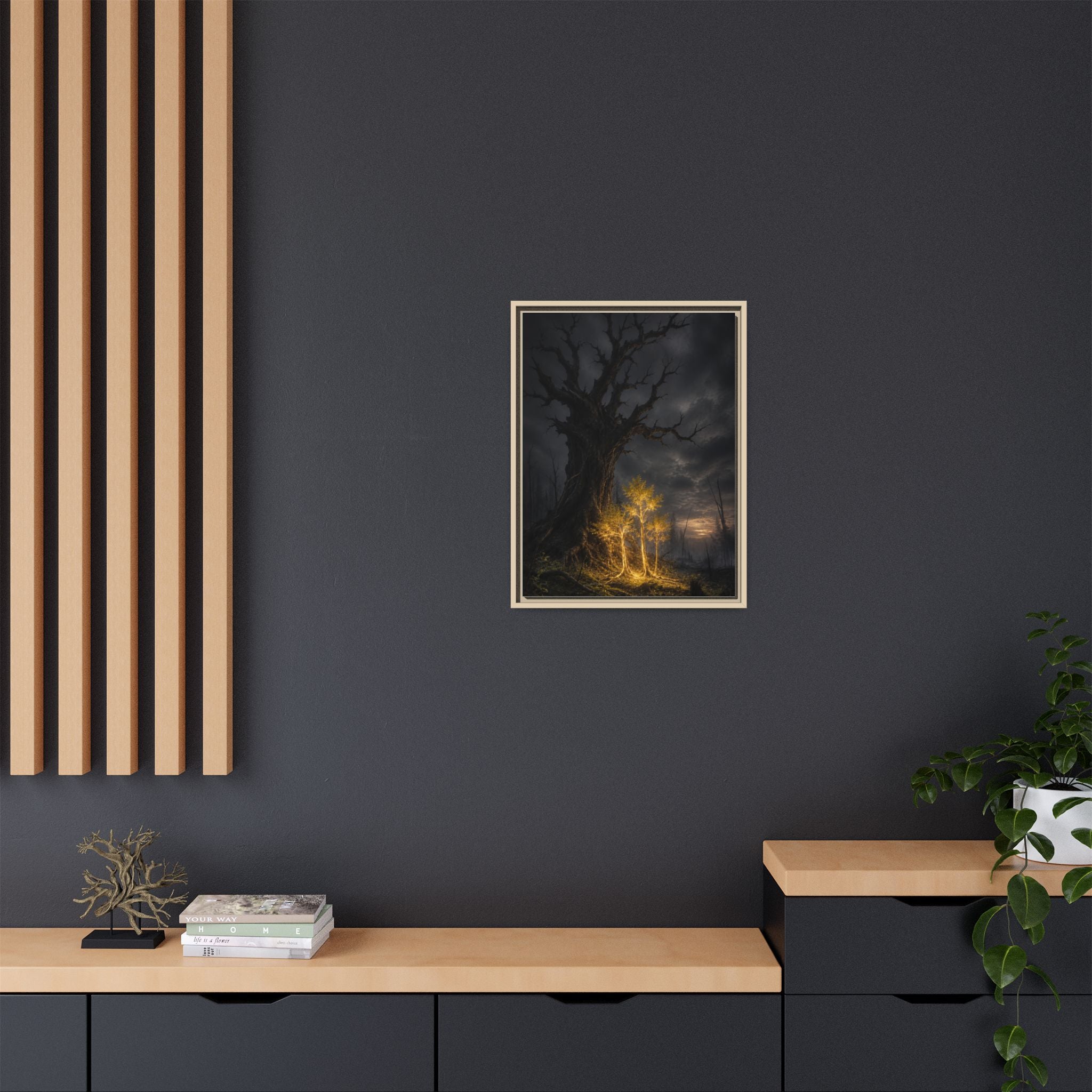 Framed Matte Canvas — Glowing Enchanted Tree Wall Art