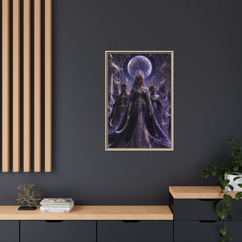 Mystic Moon Queen Framed Matte Canvas Print — Fantasy Royalty Wall Art