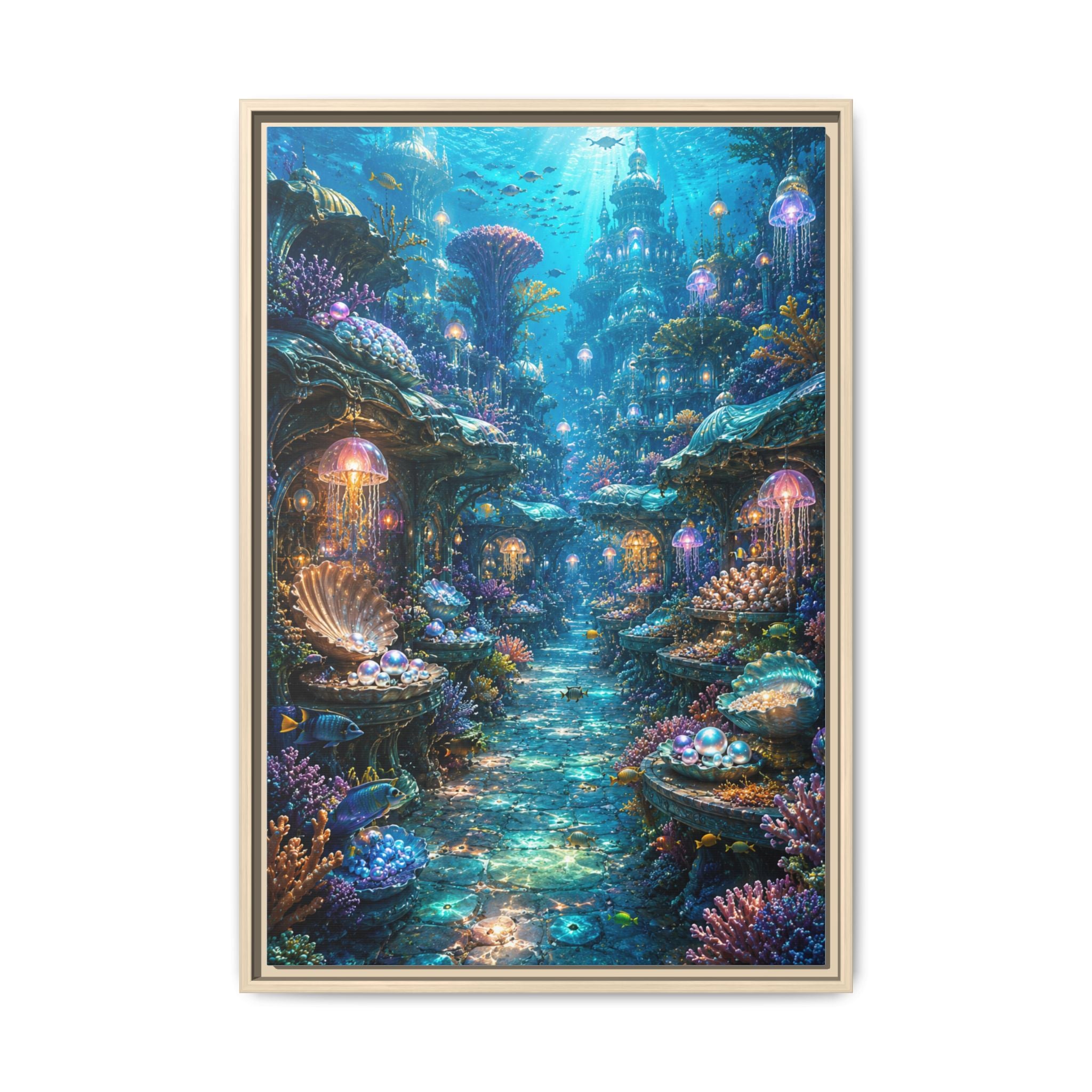 Framed Matte Canvas - Enchanted Underwater Coral Reef Print
