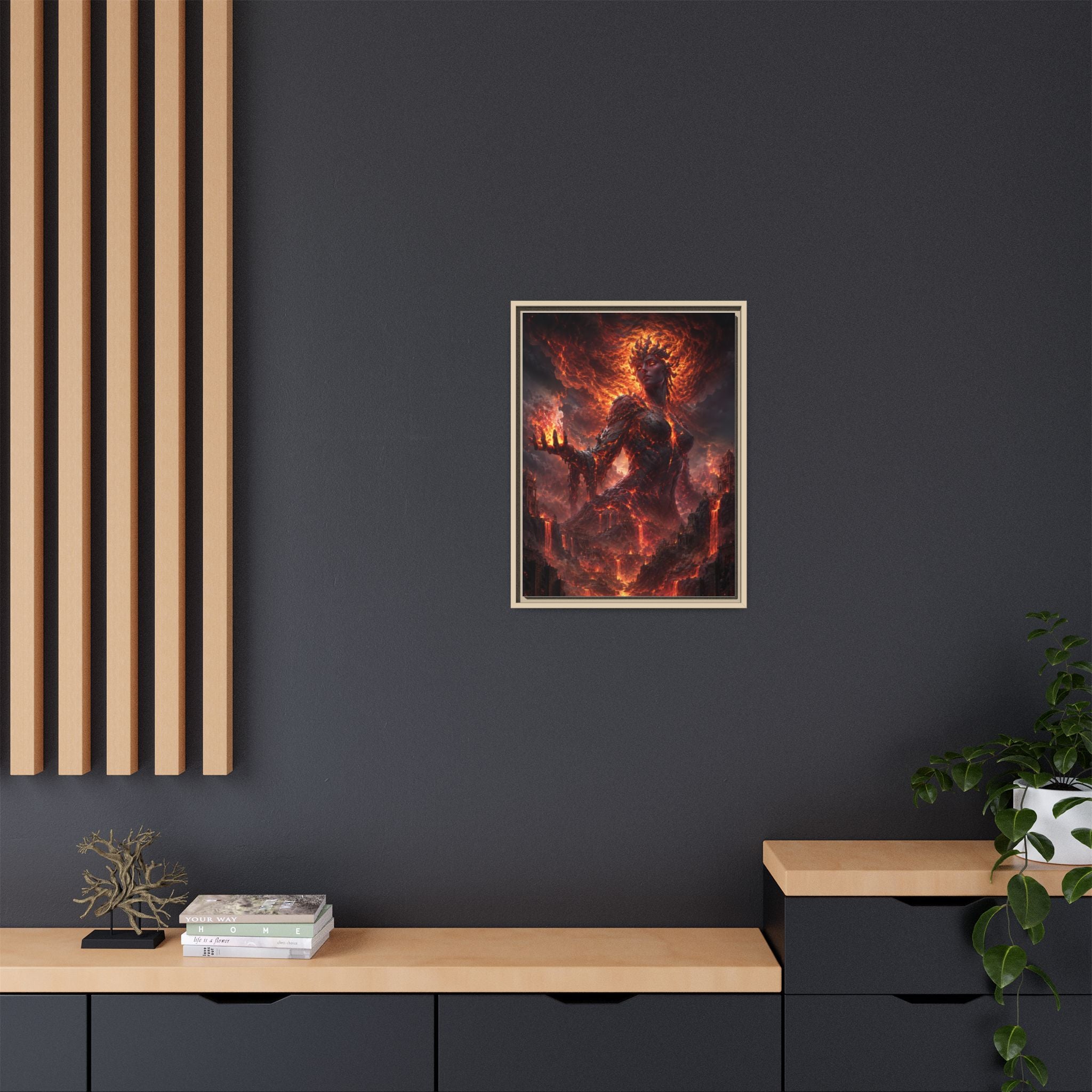 Framed Matte Canvas — Fiery Demon Goddess Wall Art