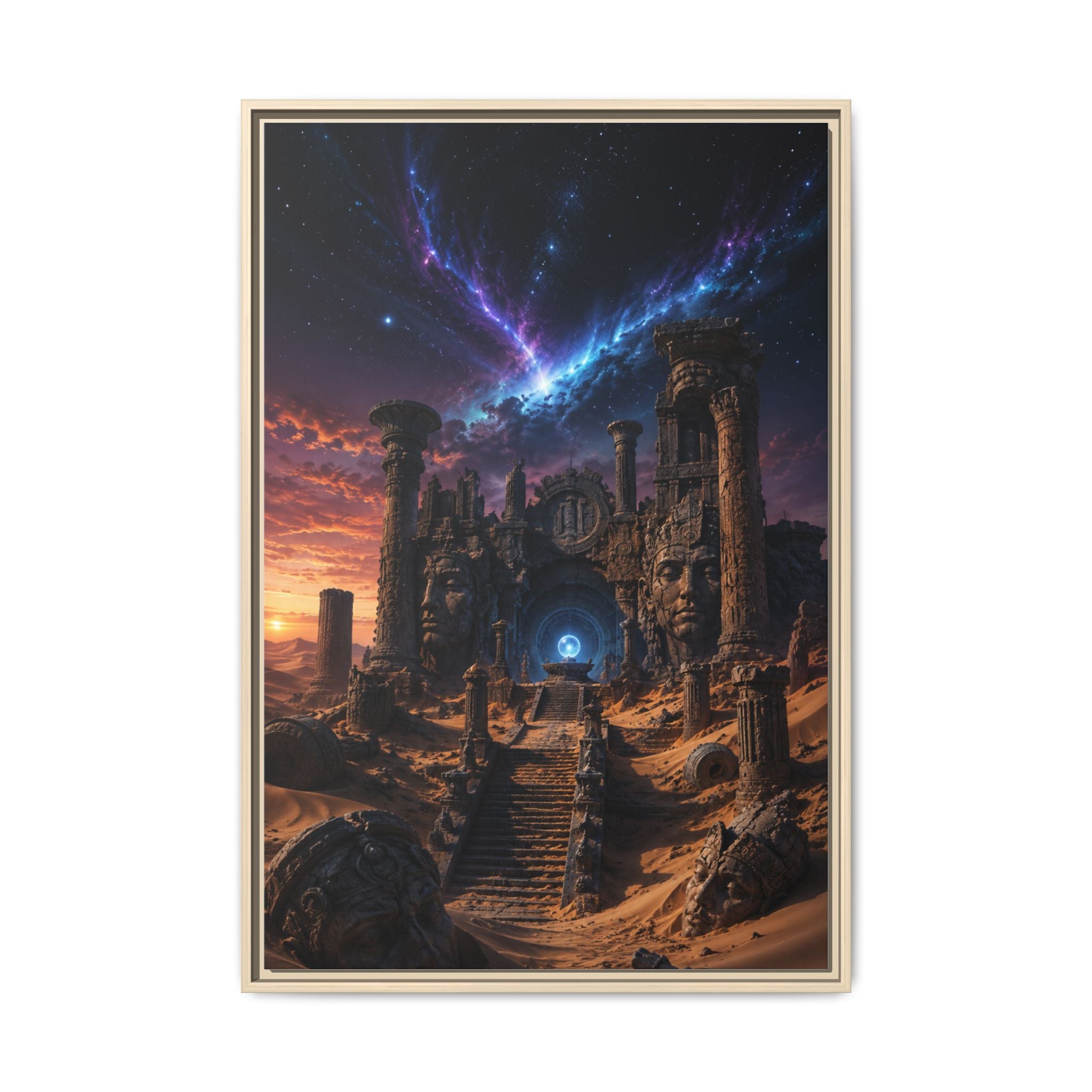 Framed Matte Canvas — Mystical Desert Ruins Nightscape