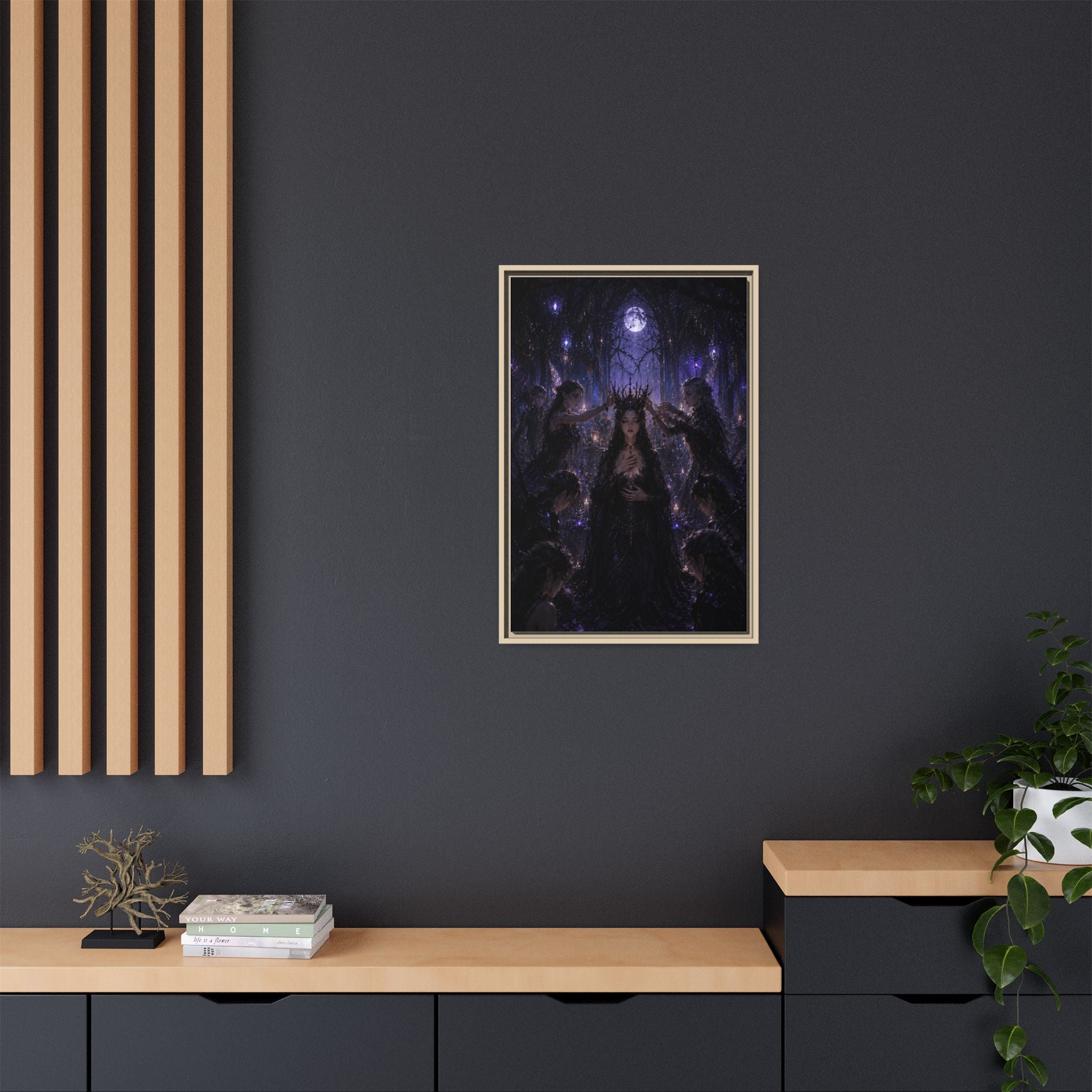 Gothic Moon Queen Framed Canvas Print