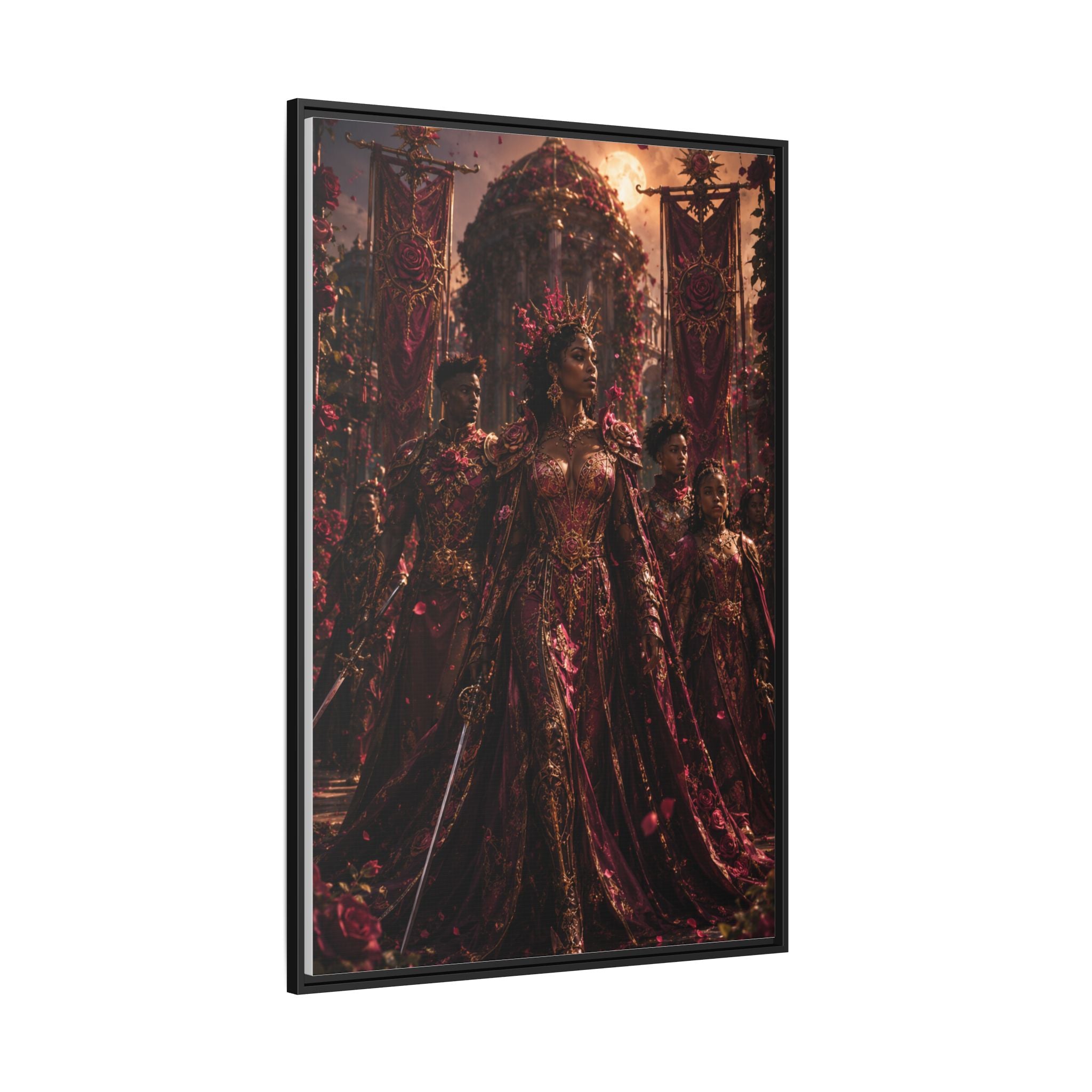 Framed Matte Canvas Art — Regal Fantasy Queen Portrait