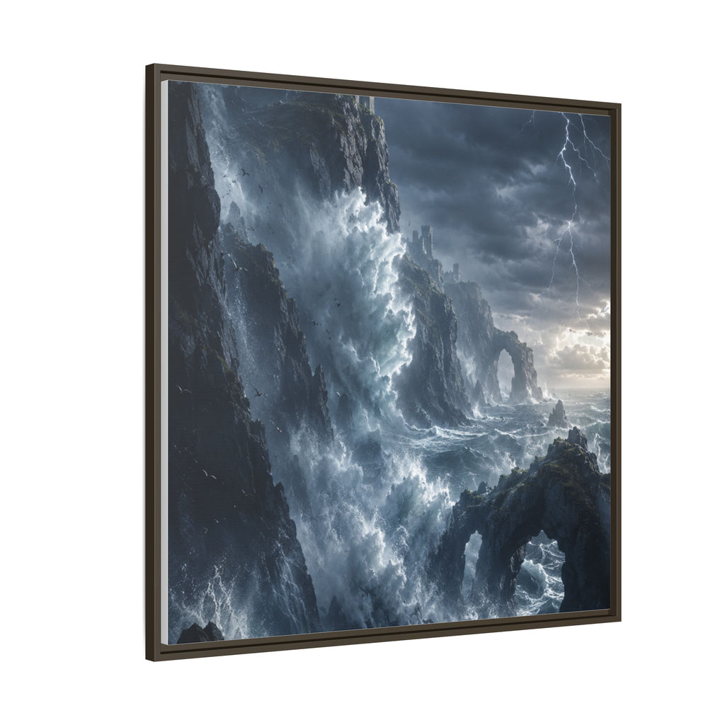 Framed Matte Canvas - Stormy Ocean Fantasy Wall Art