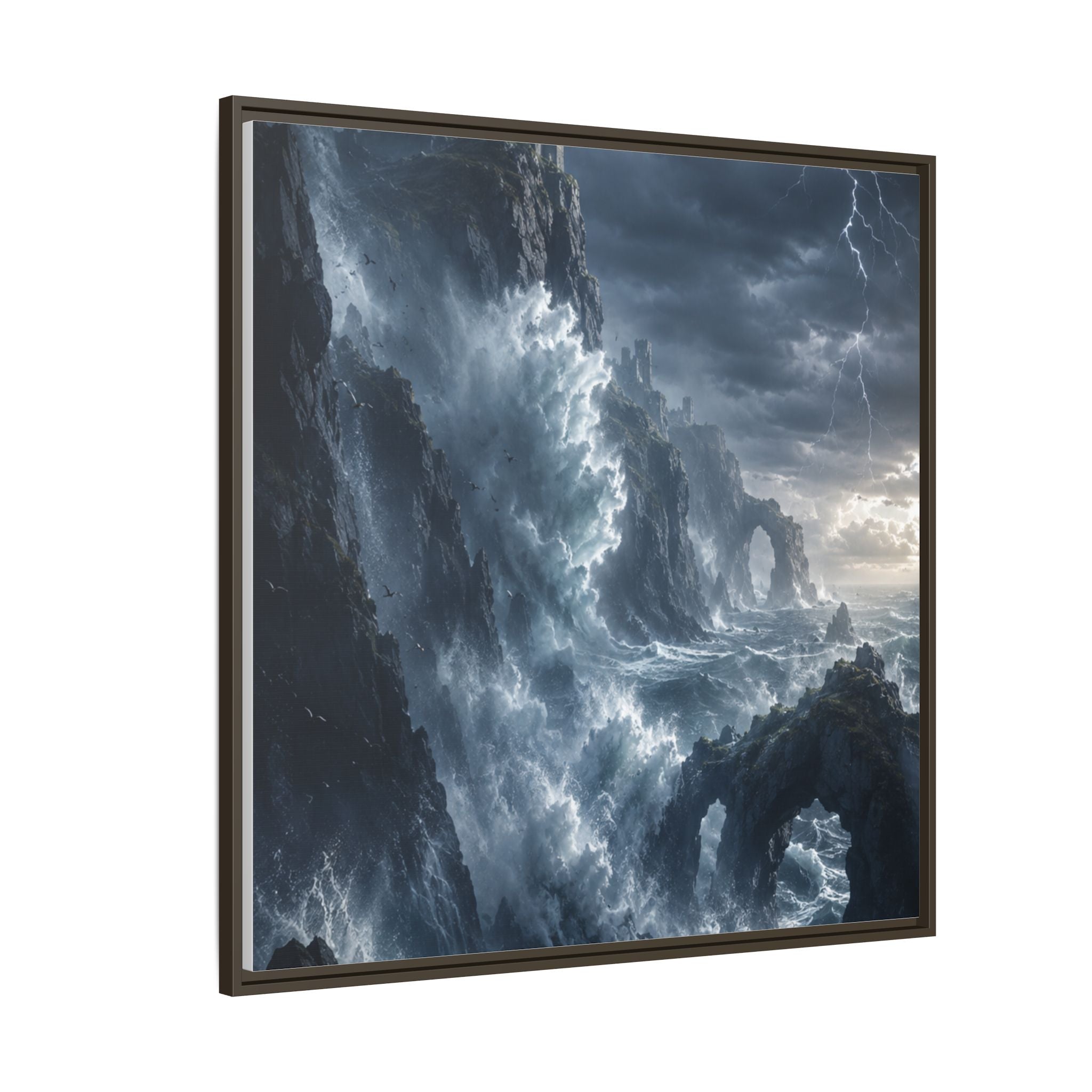 Framed Matte Canvas - Stormy Ocean Fantasy Wall Art