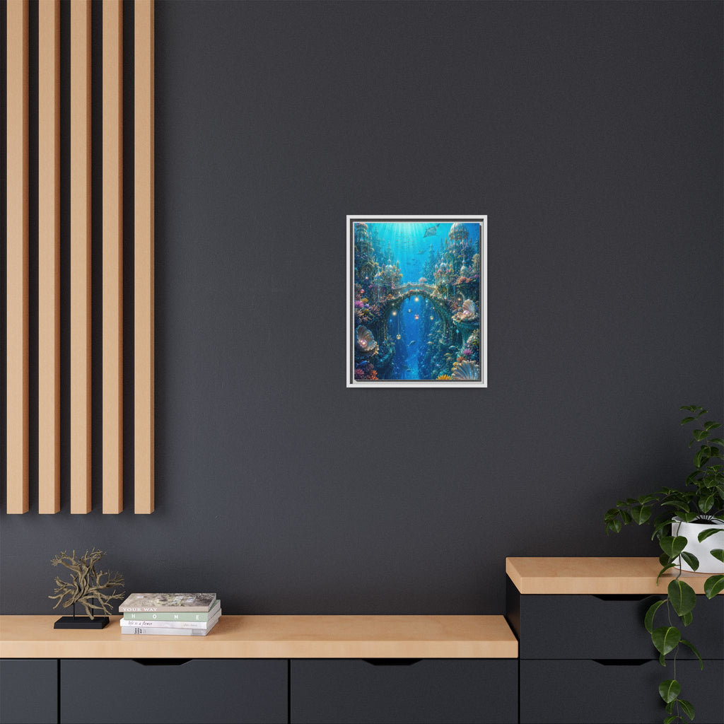 Underwater Fantasy Matte Canvas Framed Print — Ocean City Coral Reef Wall Art