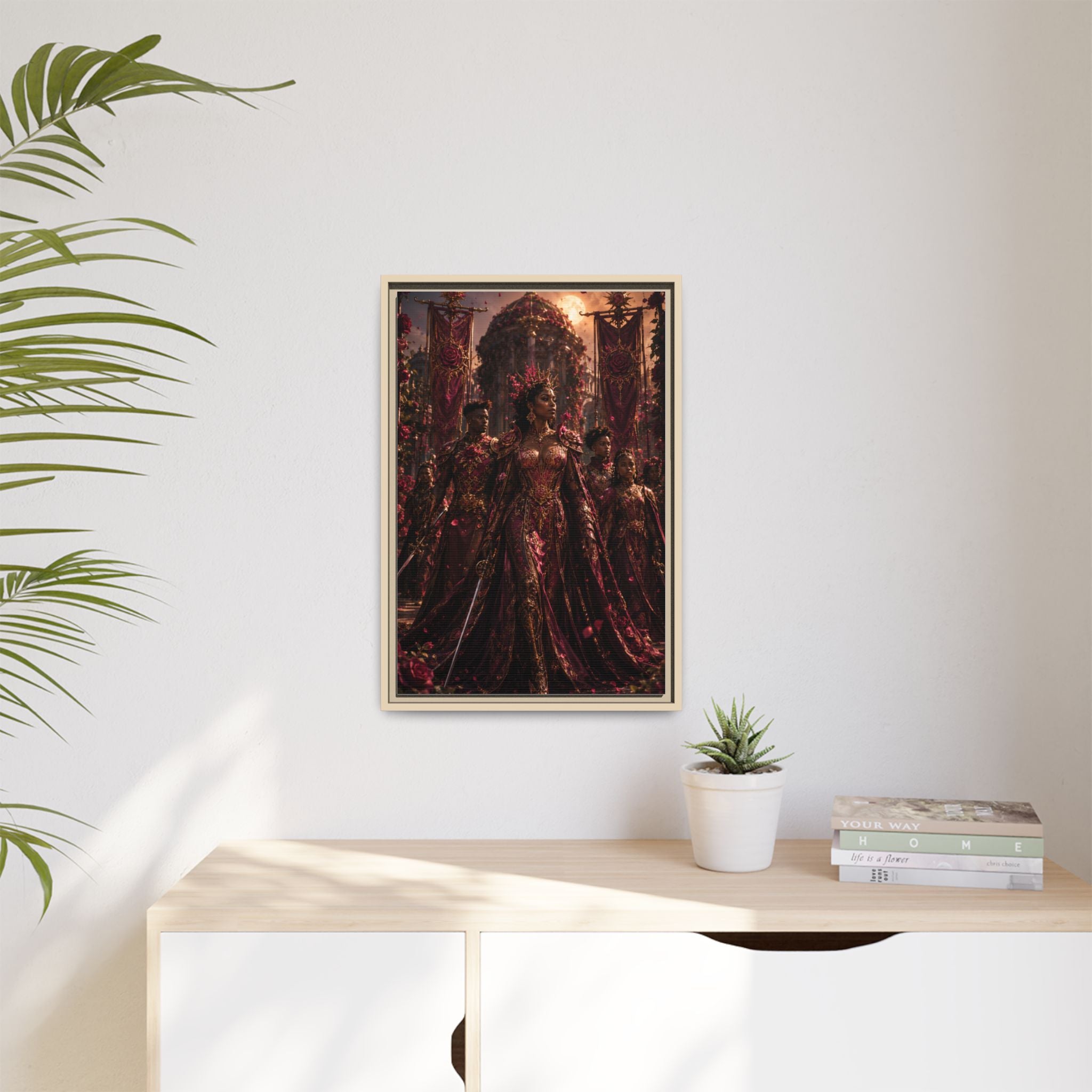Framed Matte Canvas Art — Regal Fantasy Queen Portrait