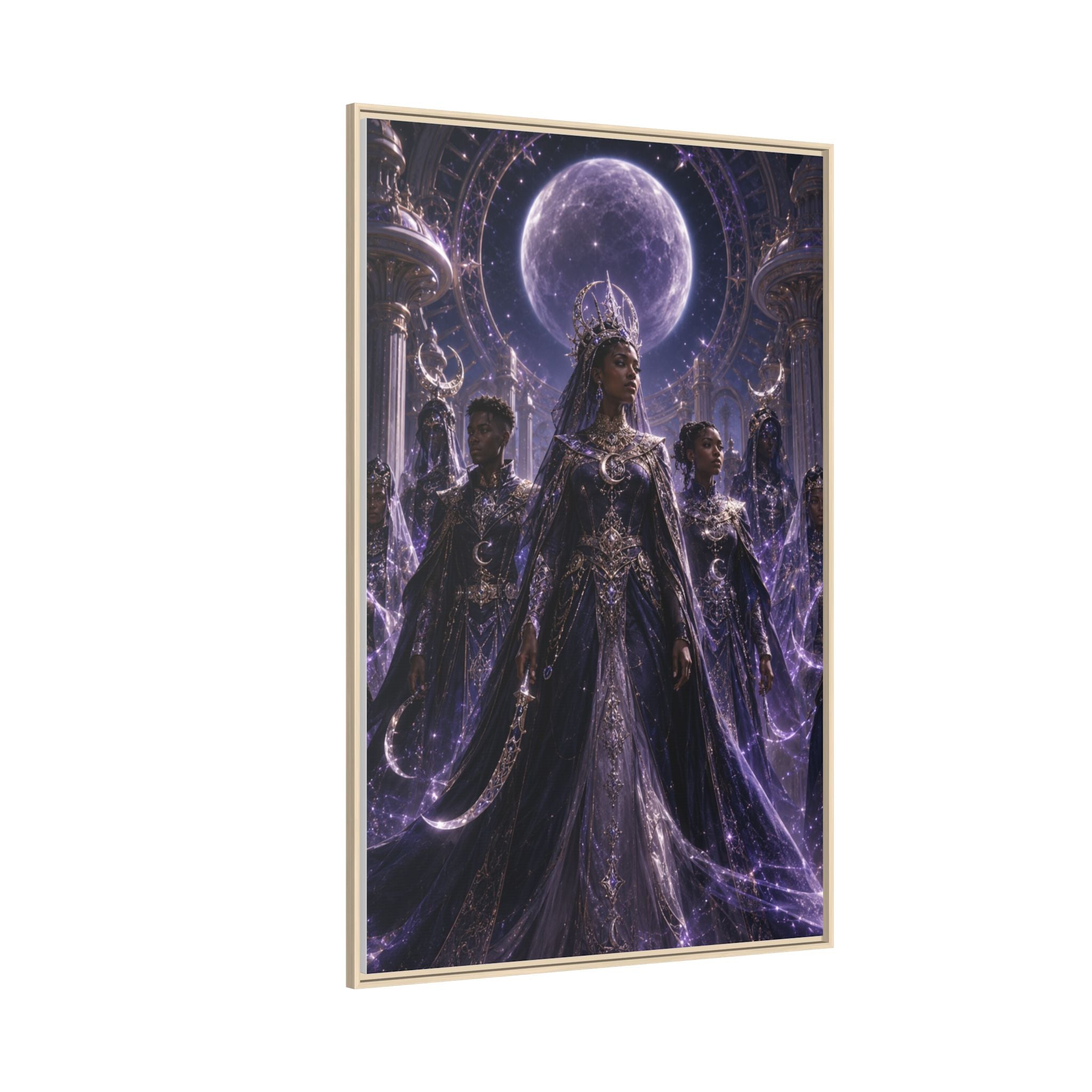 Mystic Moon Queen Framed Matte Canvas Print — Fantasy Royalty Wall Art