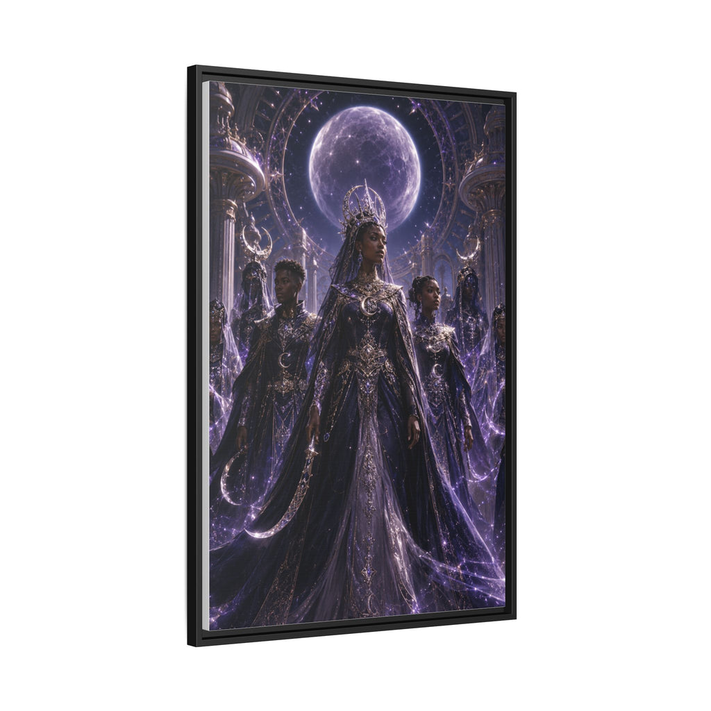 Mystic Moon Queen Framed Matte Canvas Print — Fantasy Royalty Wall Art