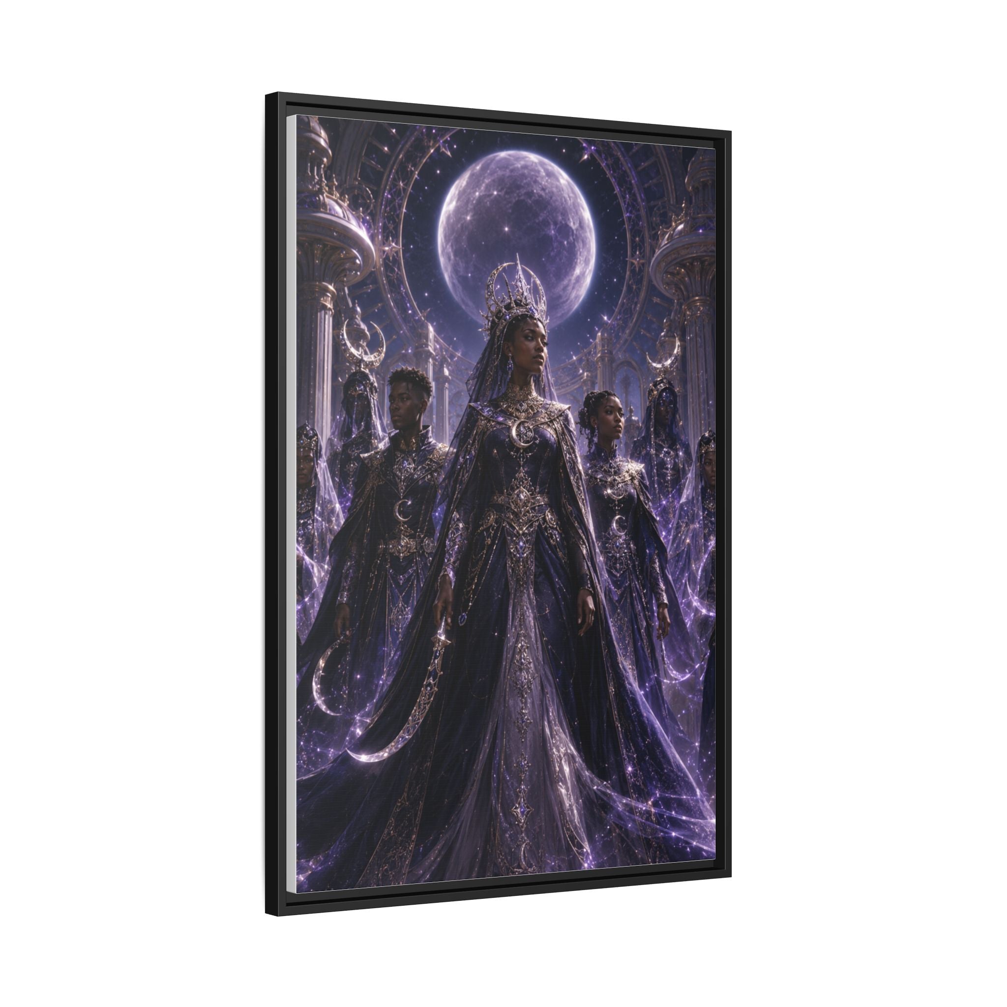 Mystic Moon Queen Framed Matte Canvas Print — Fantasy Royalty Wall Art