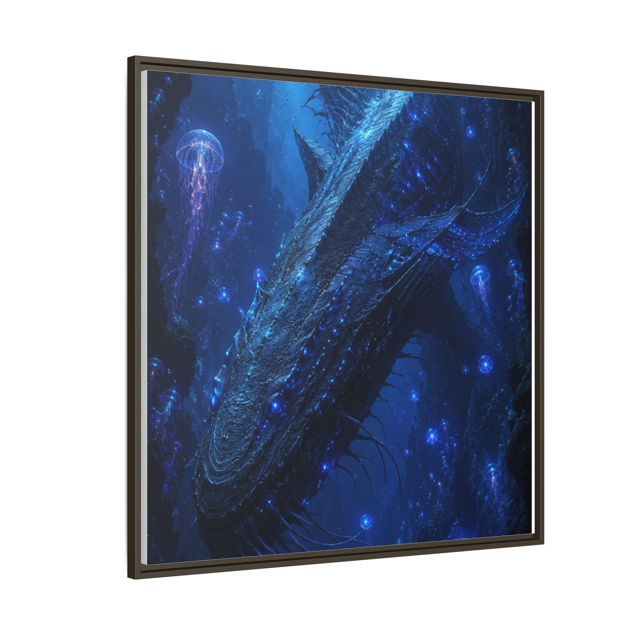 Framed Matte Canvas Art - Deep Sea Leviathan Fantasy Print