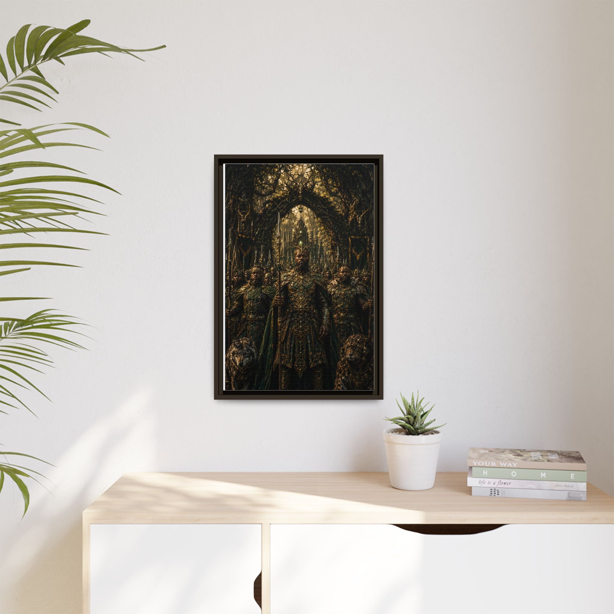 Framed Matte Canvas — Regal Fantasy King in Ornate Armor