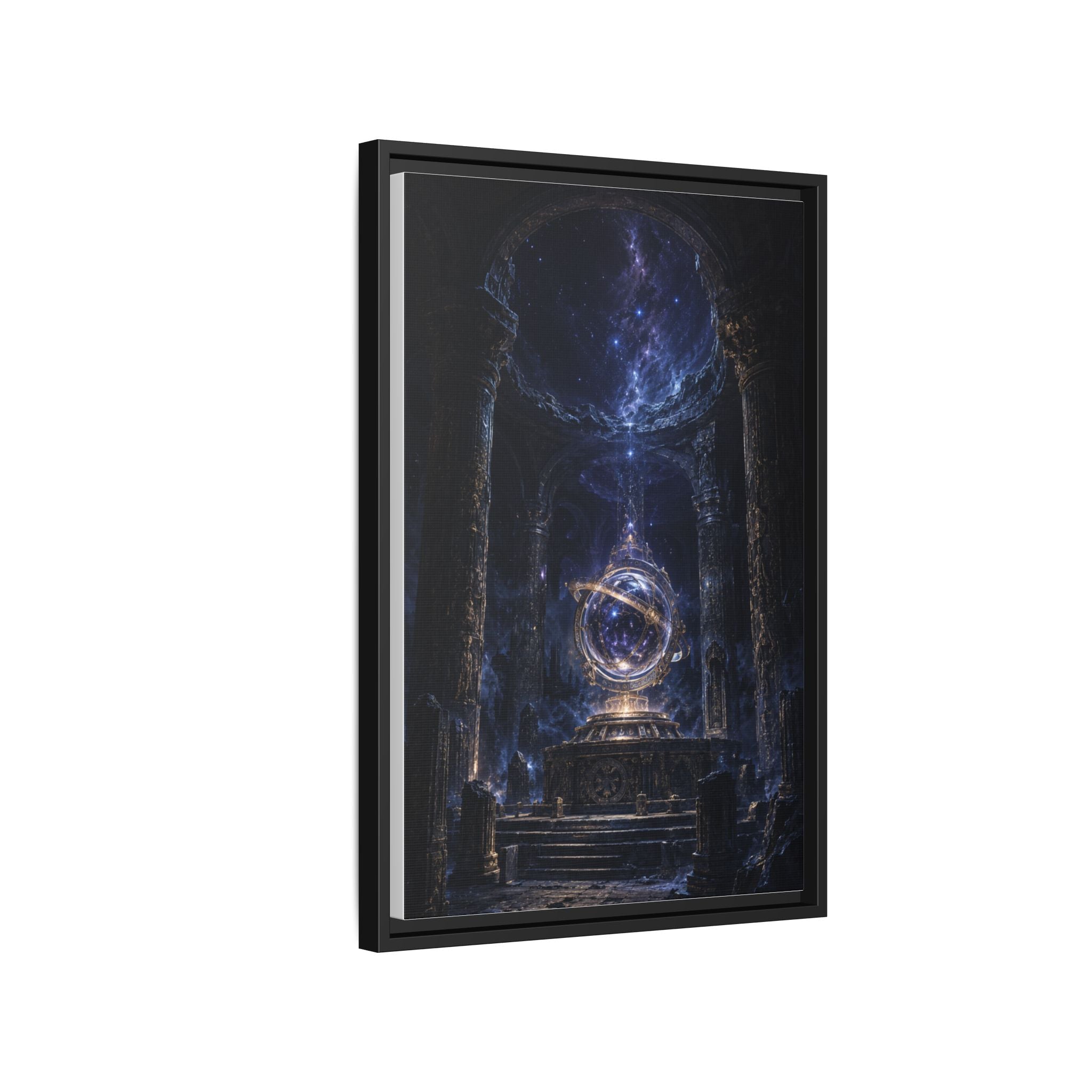 Framed Cosmic Temple Matte Canvas Art — Mystic Astral Orb Wall Decor