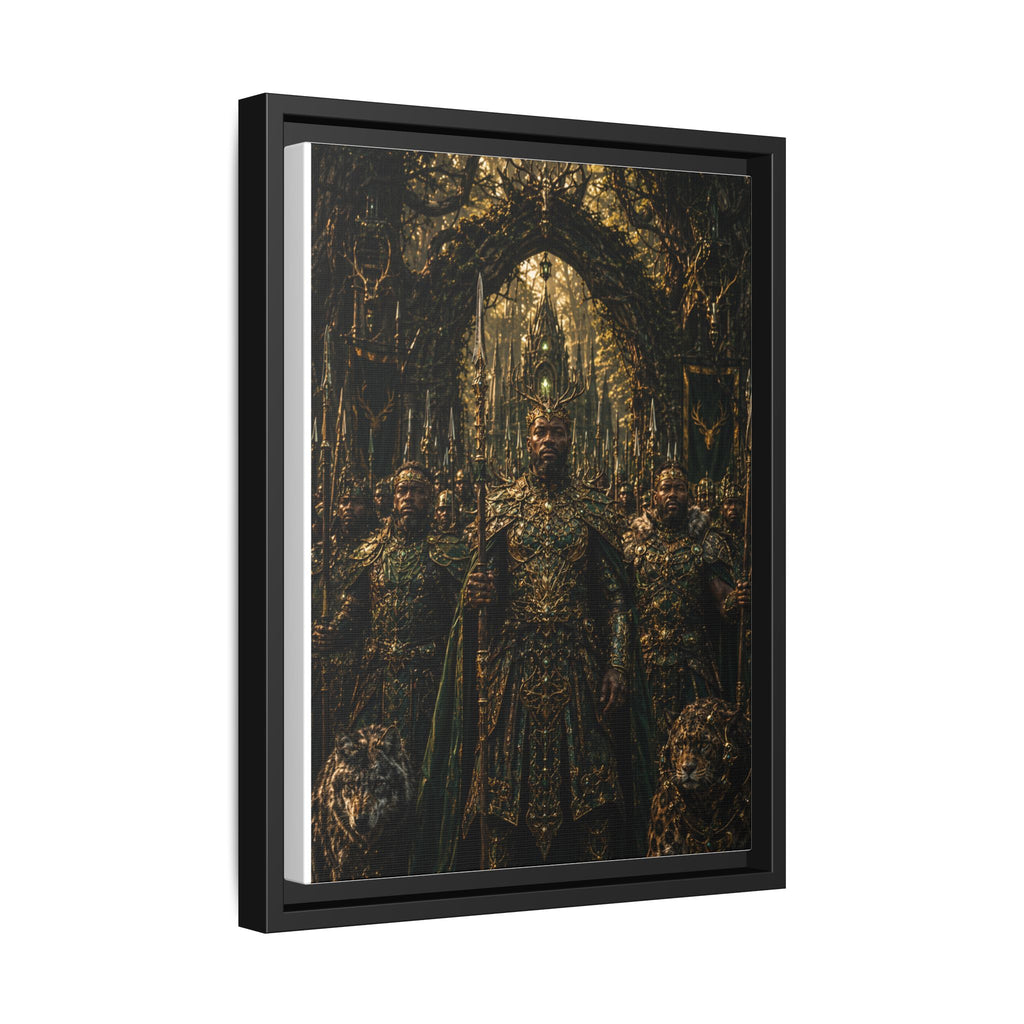 Framed Matte Canvas — Regal Fantasy King in Ornate Armor