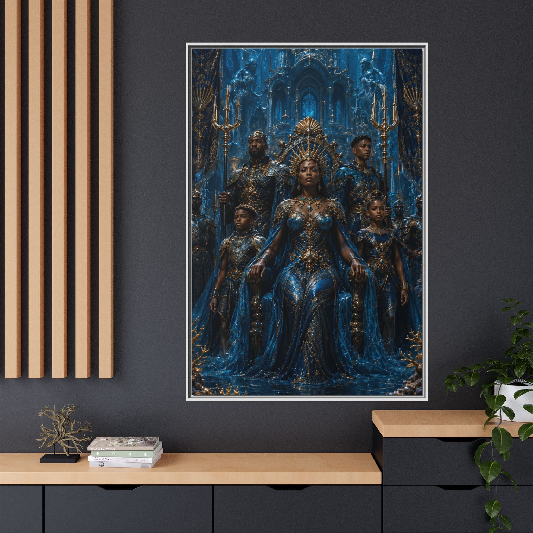 Underwater Queen Matte Framed Canvas — Oceanic Fantasy Wall Art