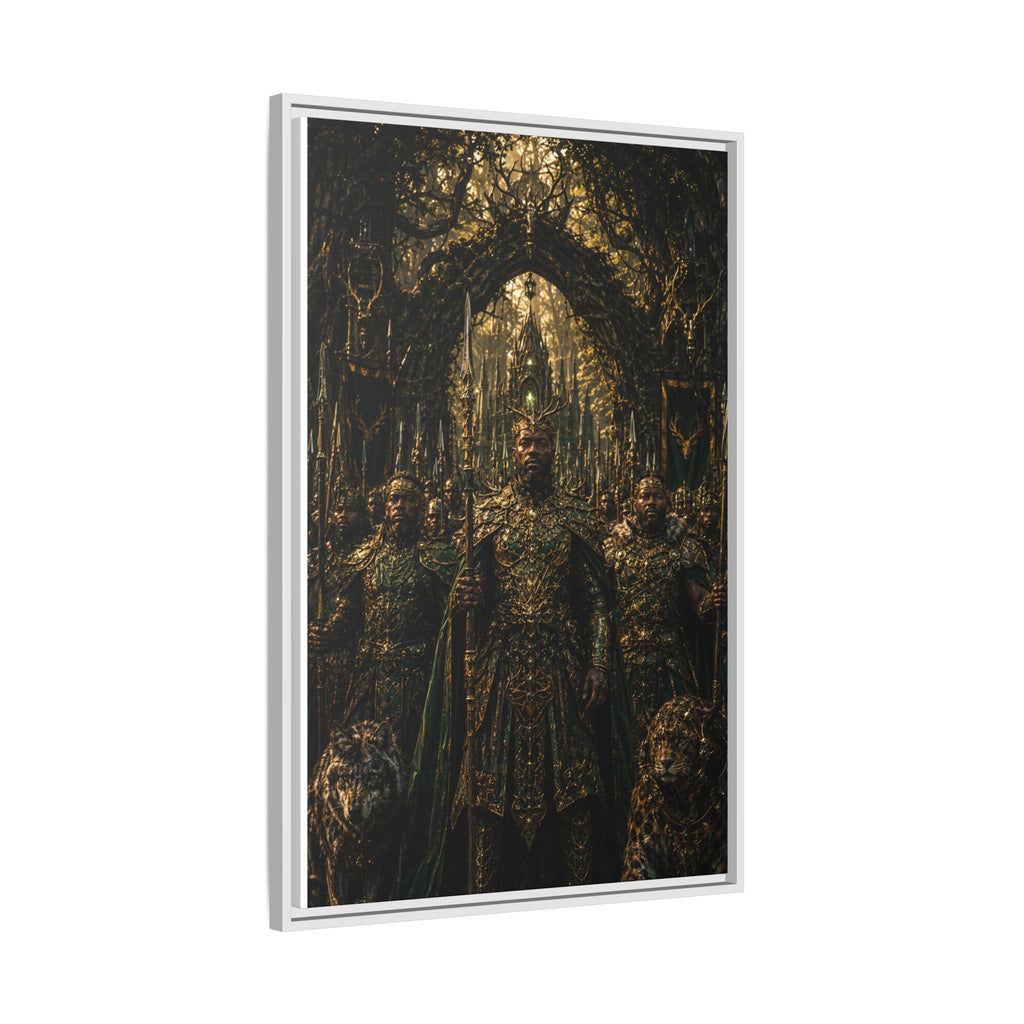 Framed Matte Canvas — Regal Fantasy King in Ornate Armor