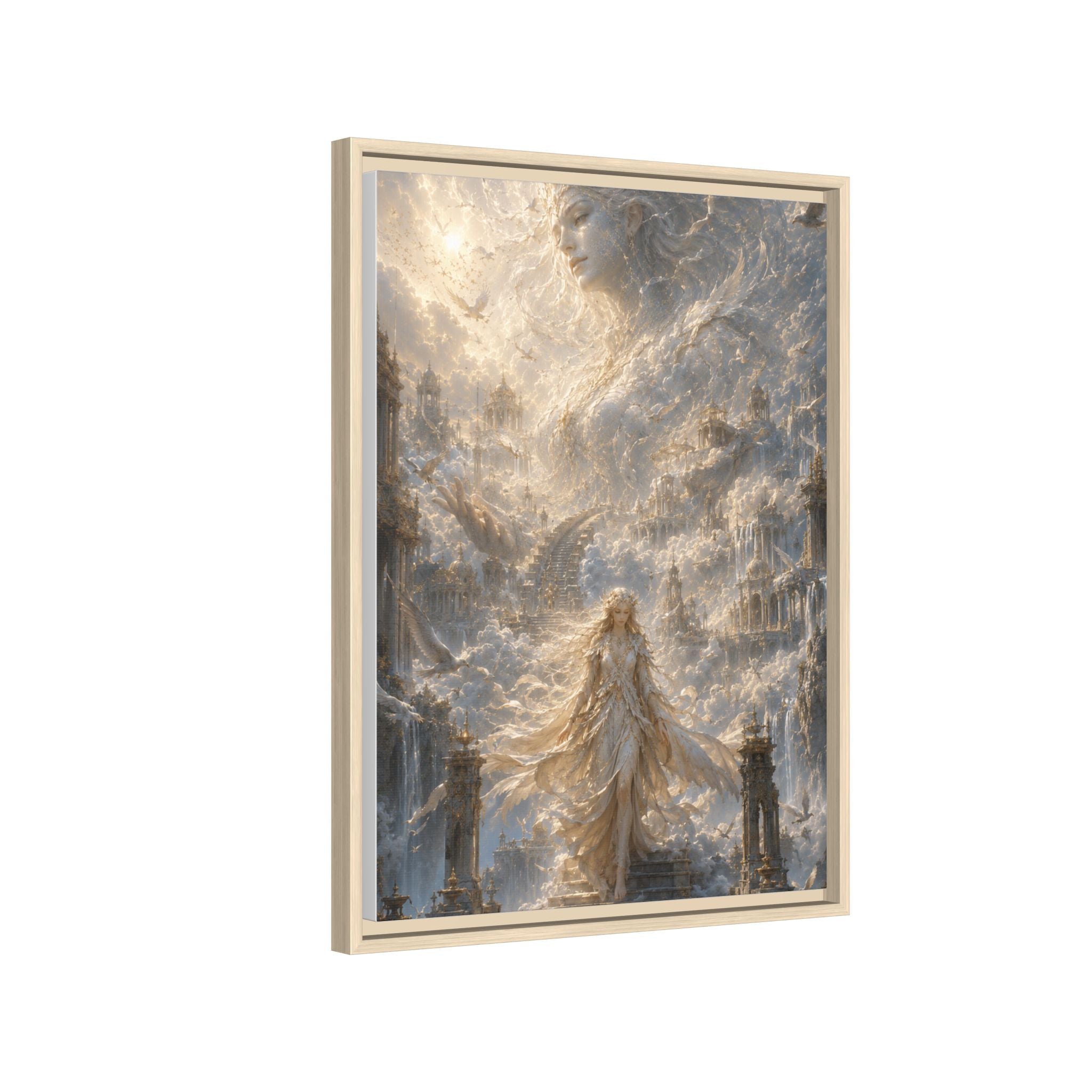 Ethereal Goddess Matte Framed Canvas Art — Dreamlike Fantasy Wall Decor