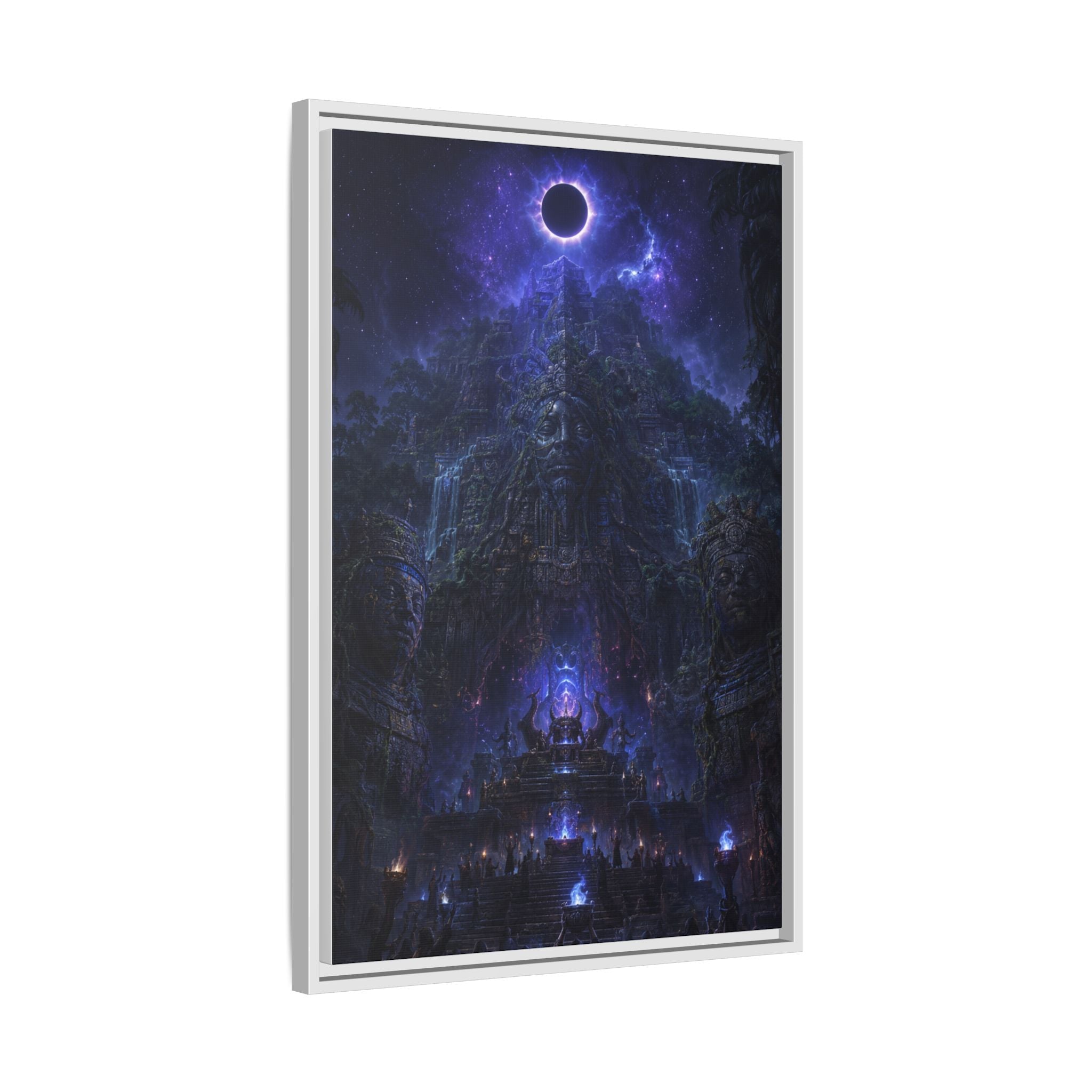 Dark Fantasy Canvas Print — Eclipse Over Mystic Citadel (Framed Matte)