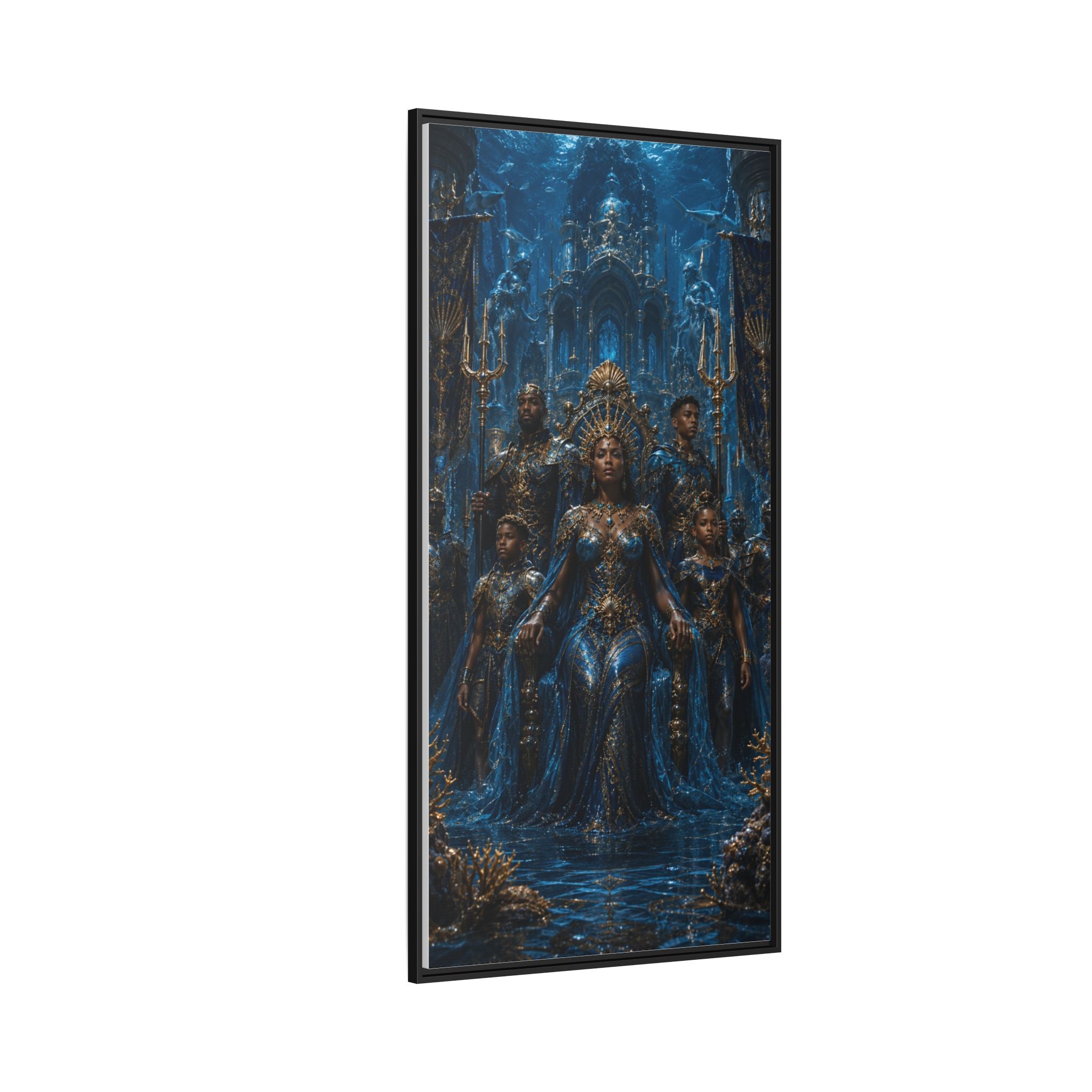 Underwater Queen Matte Framed Canvas — Oceanic Fantasy Wall Art