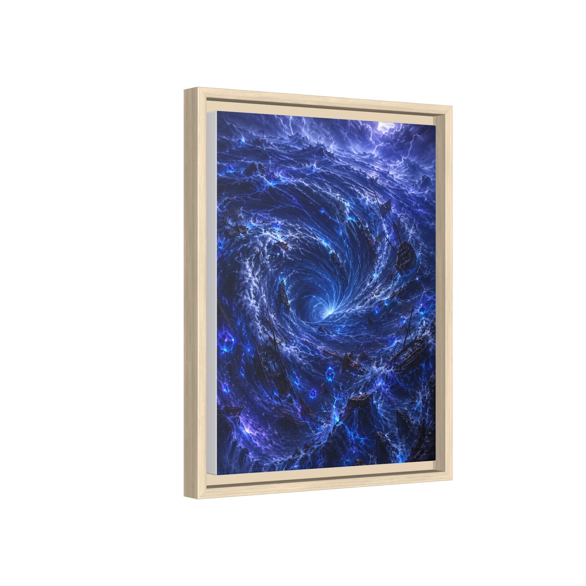 Framed Matte Canvas - Blue Cosmic Vortex Wall Art