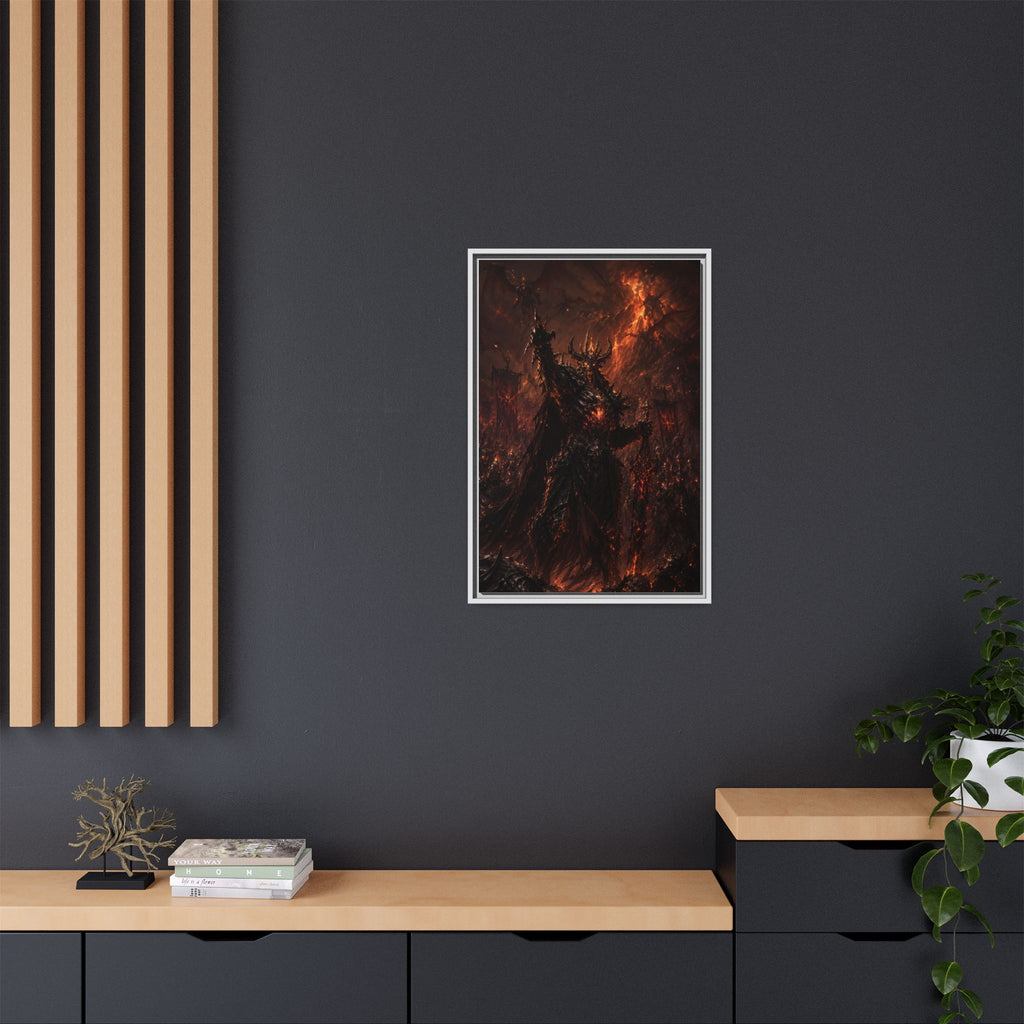 Framed Matte Canvas: Infernal Dark Lord Fantasy Wall Art