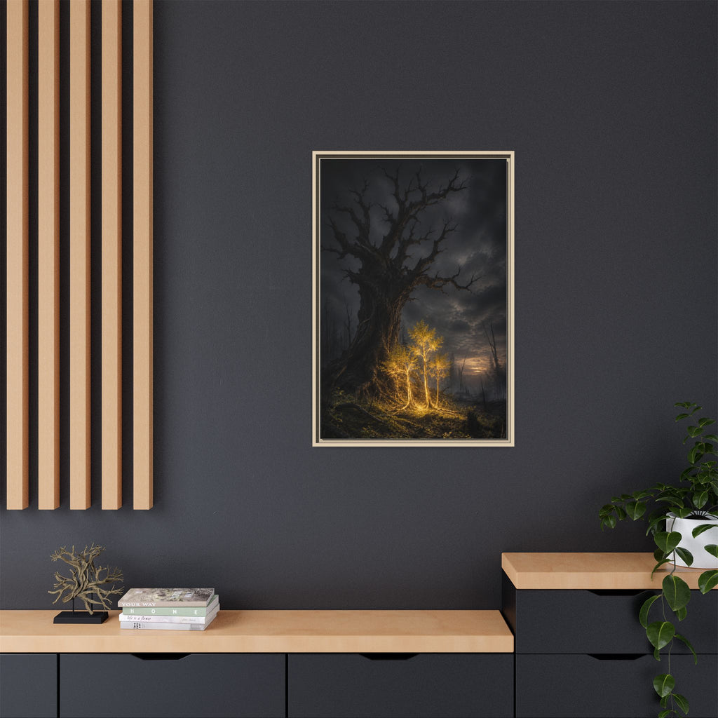 Framed Matte Canvas — Glowing Enchanted Tree Wall Art